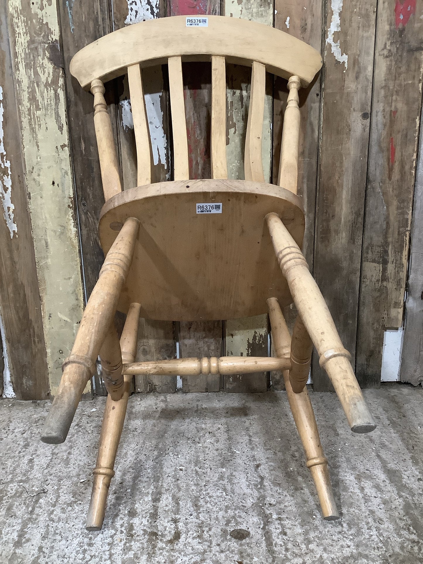 Farmhouse Old Waxed Beech Slat Back Kitchen Wooden Chair 87cm