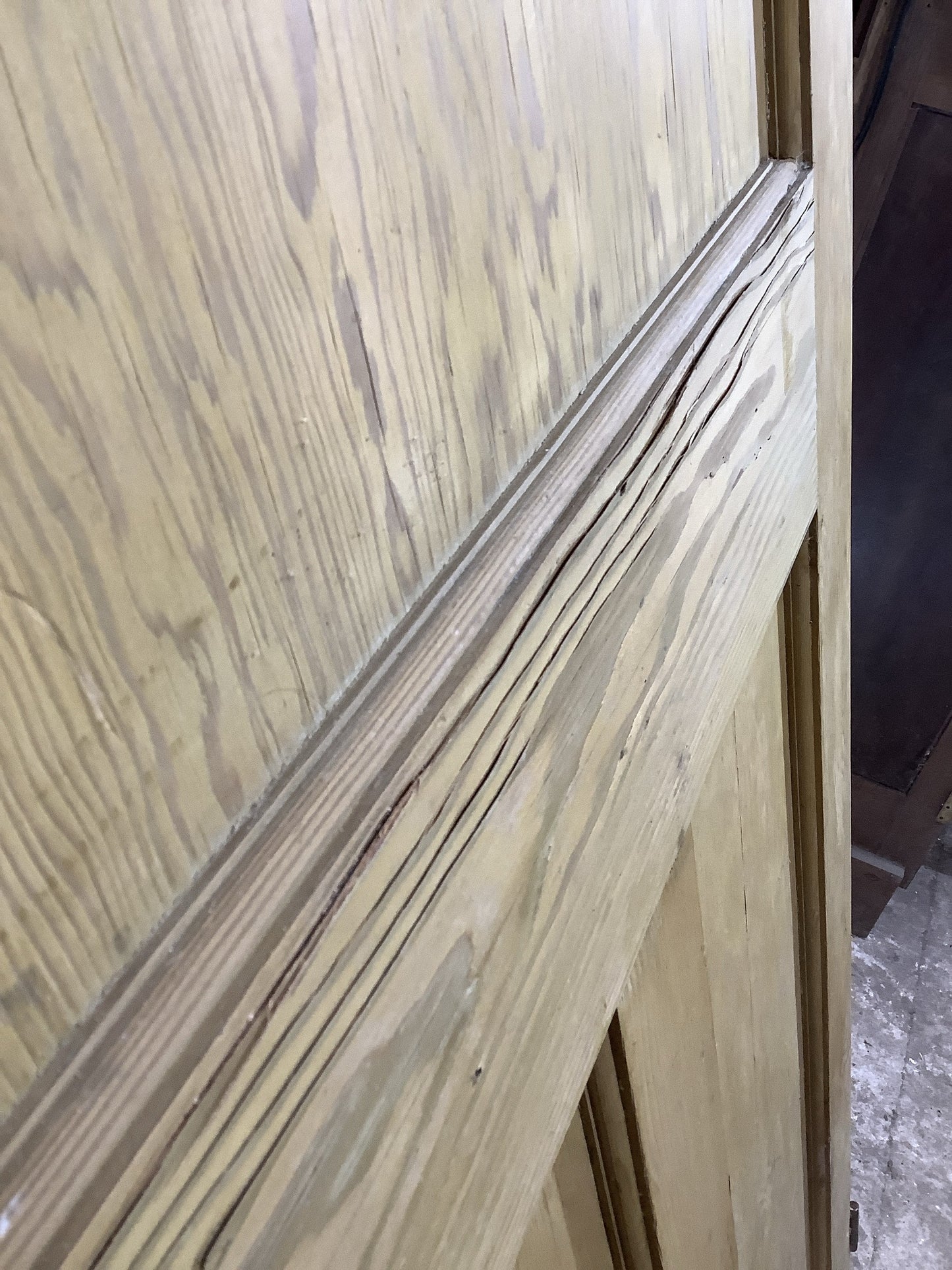 4th Picture showing pine has gone scaly and needs sanding back