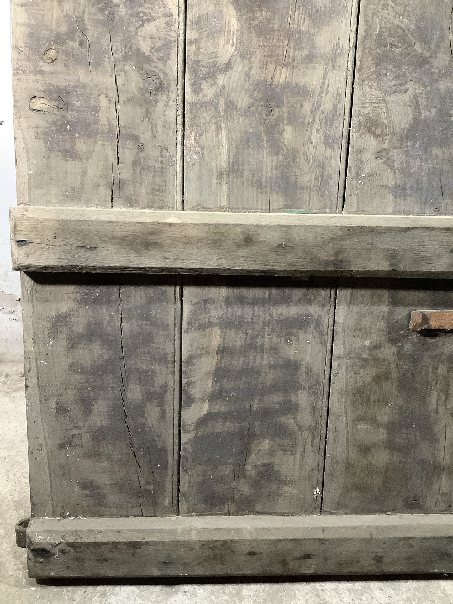 38 3/4"X 68 7/8" Very Old Internal Dark Oak 4 Plank Ledge Door Cottage