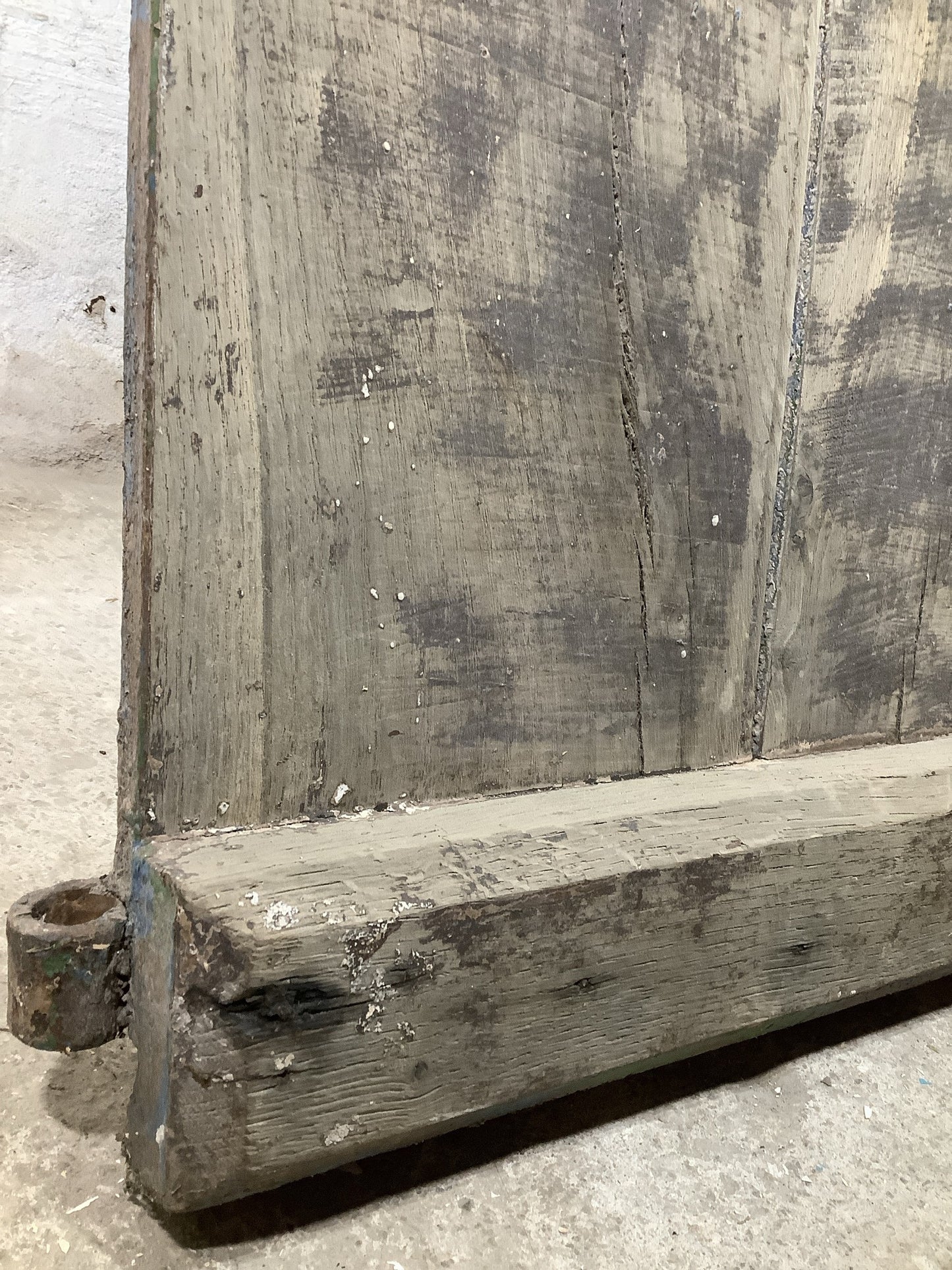 38 3/4"X 68 7/8" Very Old Internal Dark Oak 4 Plank Ledge Door Cottage