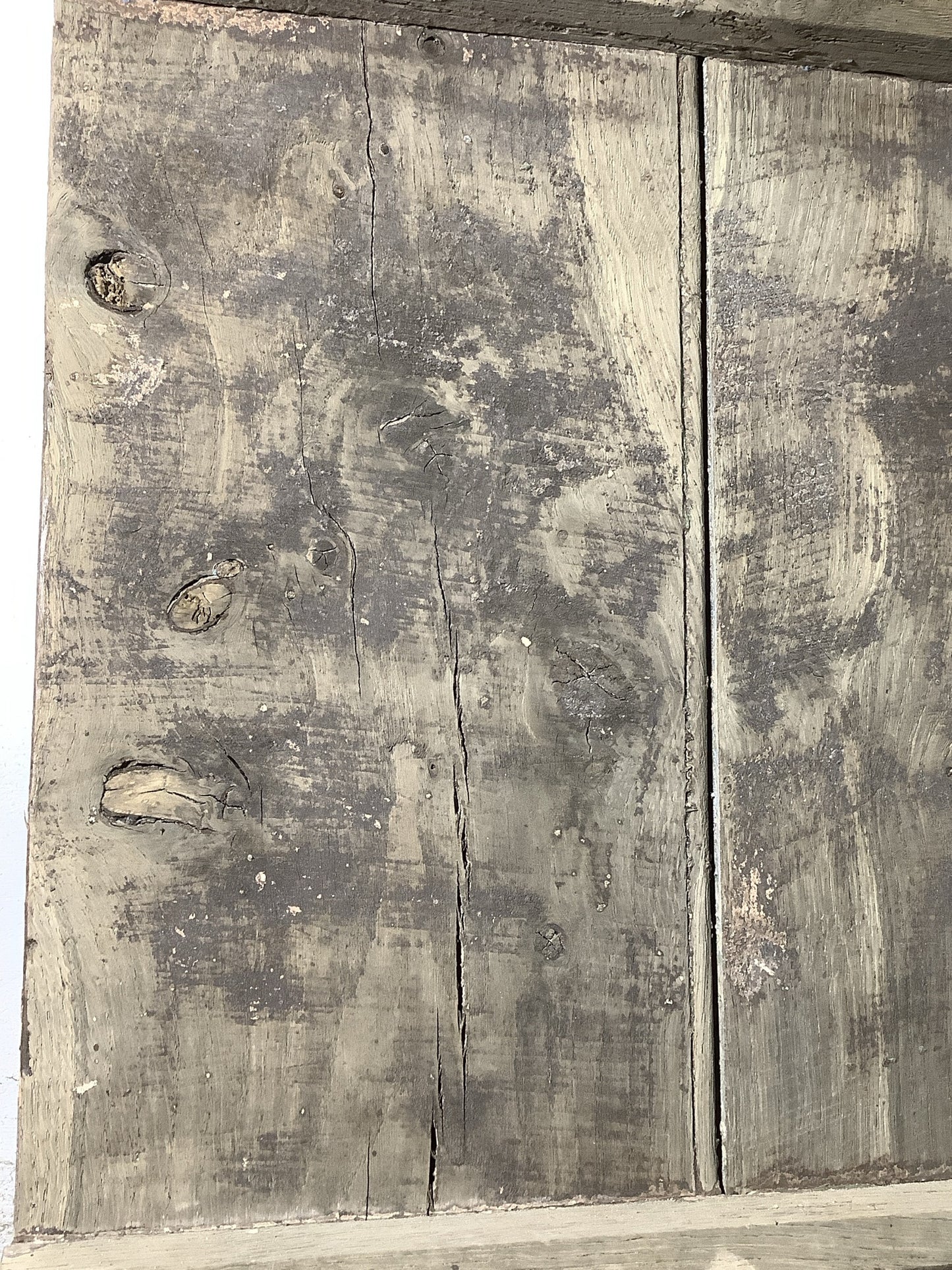 38 3/4"X 68 7/8" Very Old Internal Dark Oak 4 Plank Ledge Door Cottage