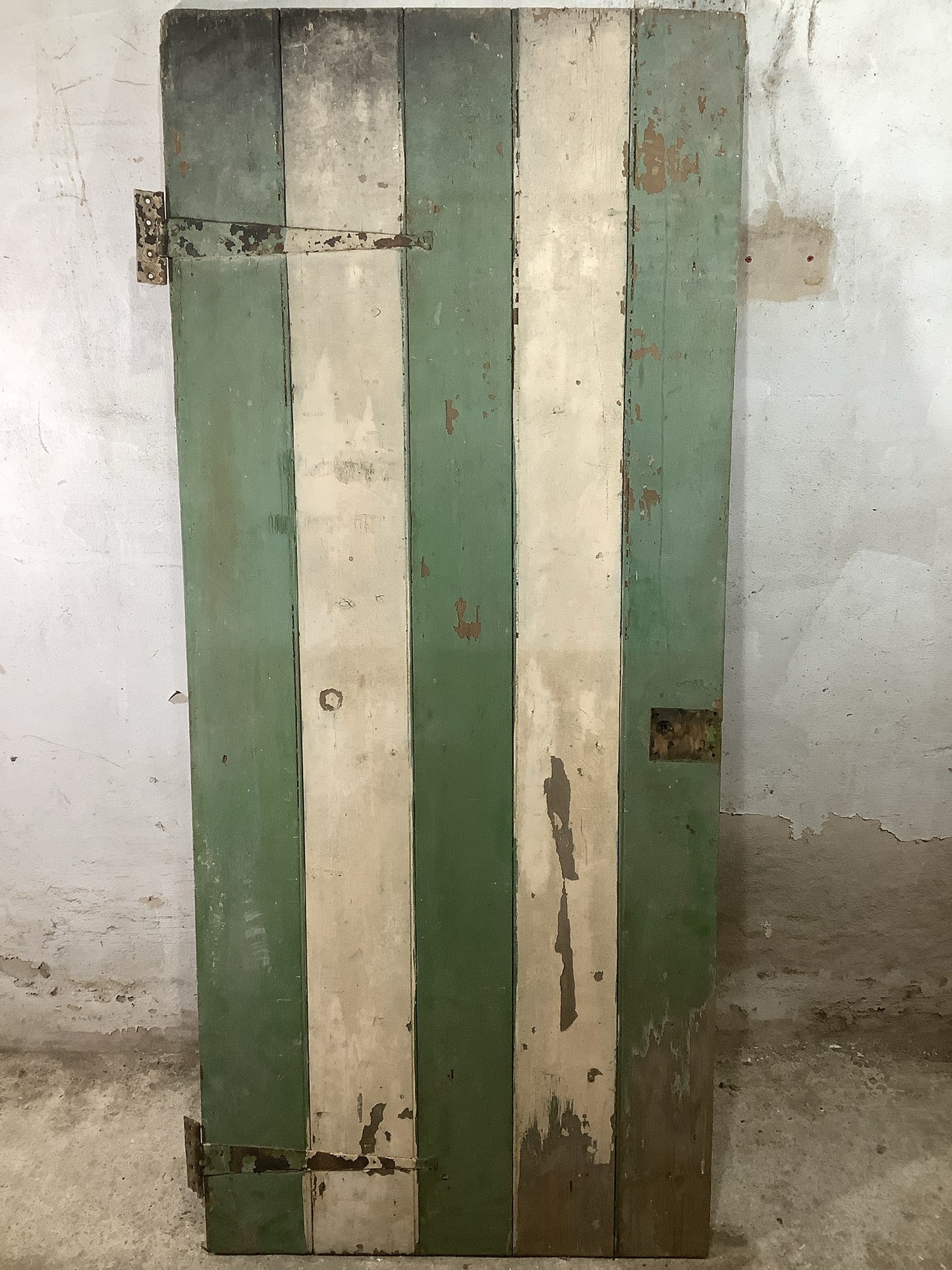 29 7/8"X 69 1/4" Old Internal Painted Pine 5 Plank Ledge Door Reclamation