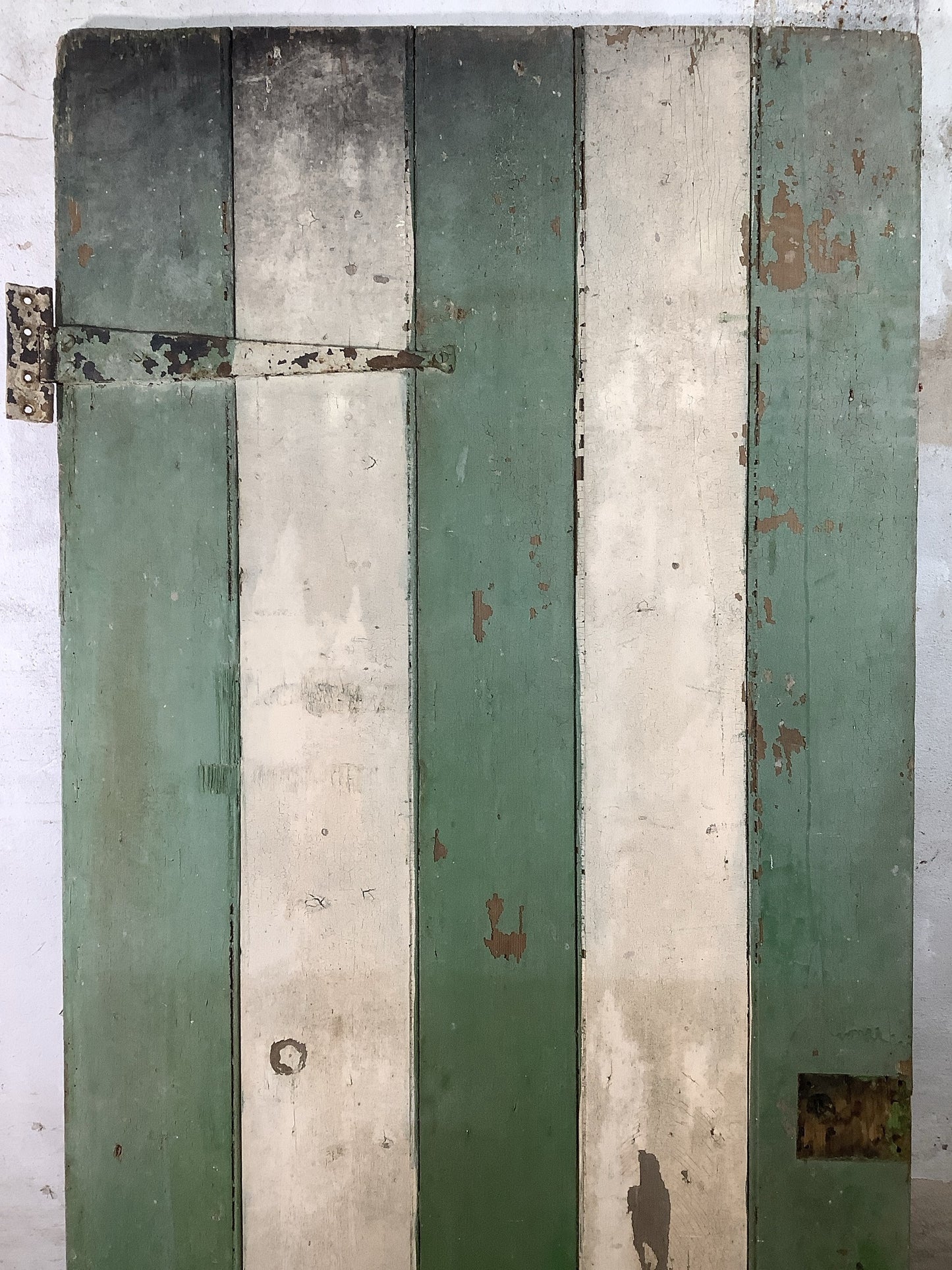 29 7/8"X 69 1/4" Old Internal Painted Pine 5 Plank Ledge Door Reclamation