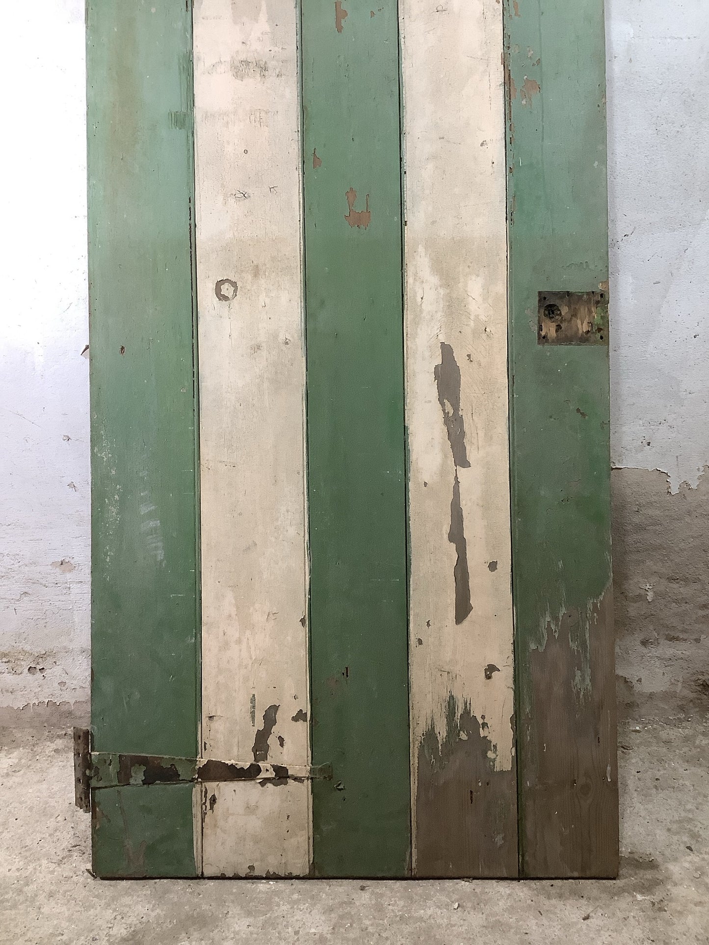 29 7/8"X 69 1/4" Old Internal Painted Pine 5 Plank Ledge Door Reclamation