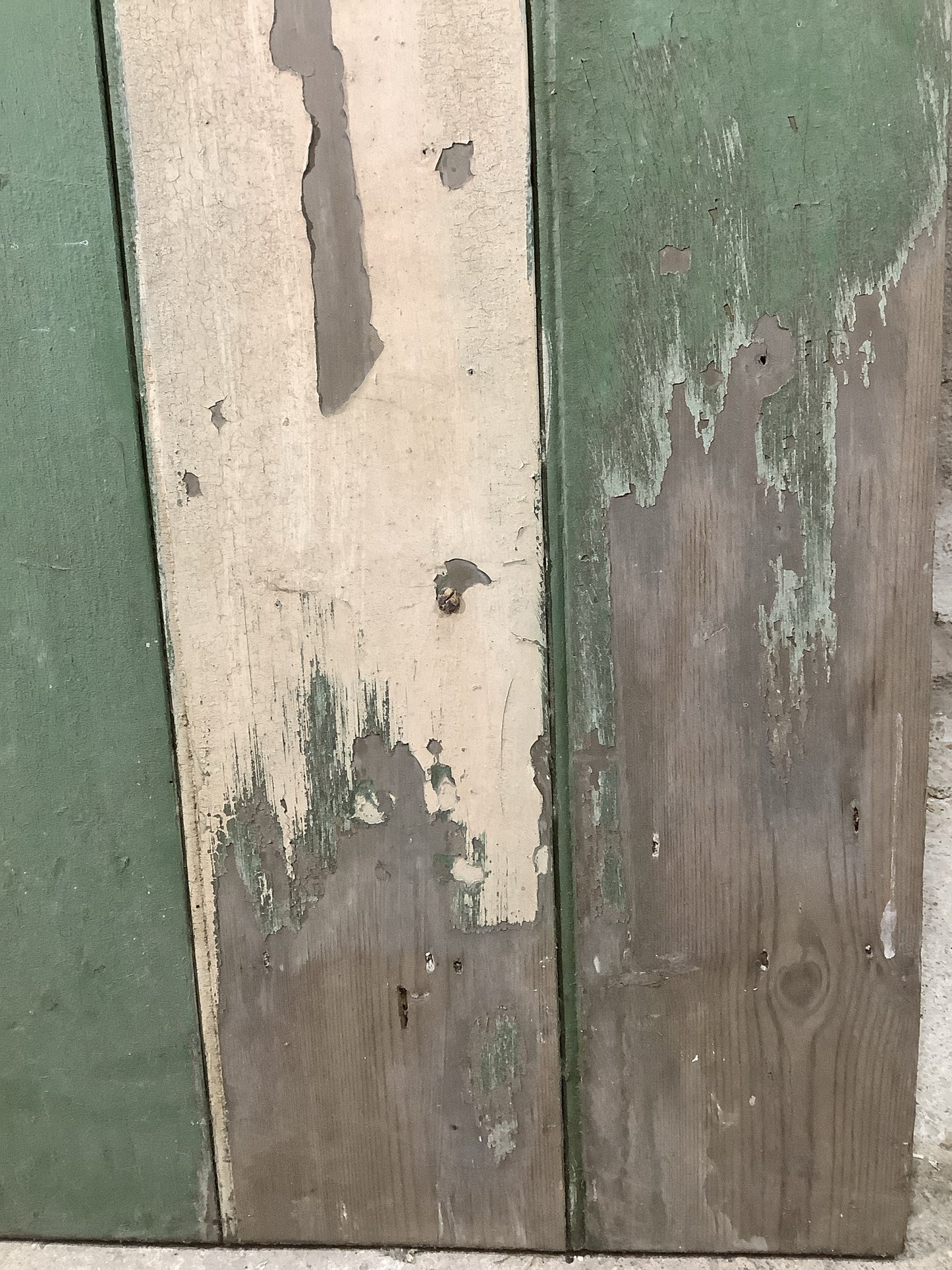 29 7/8"X 69 1/4" Old Internal Painted Pine 5 Plank Ledge Door Reclamation
