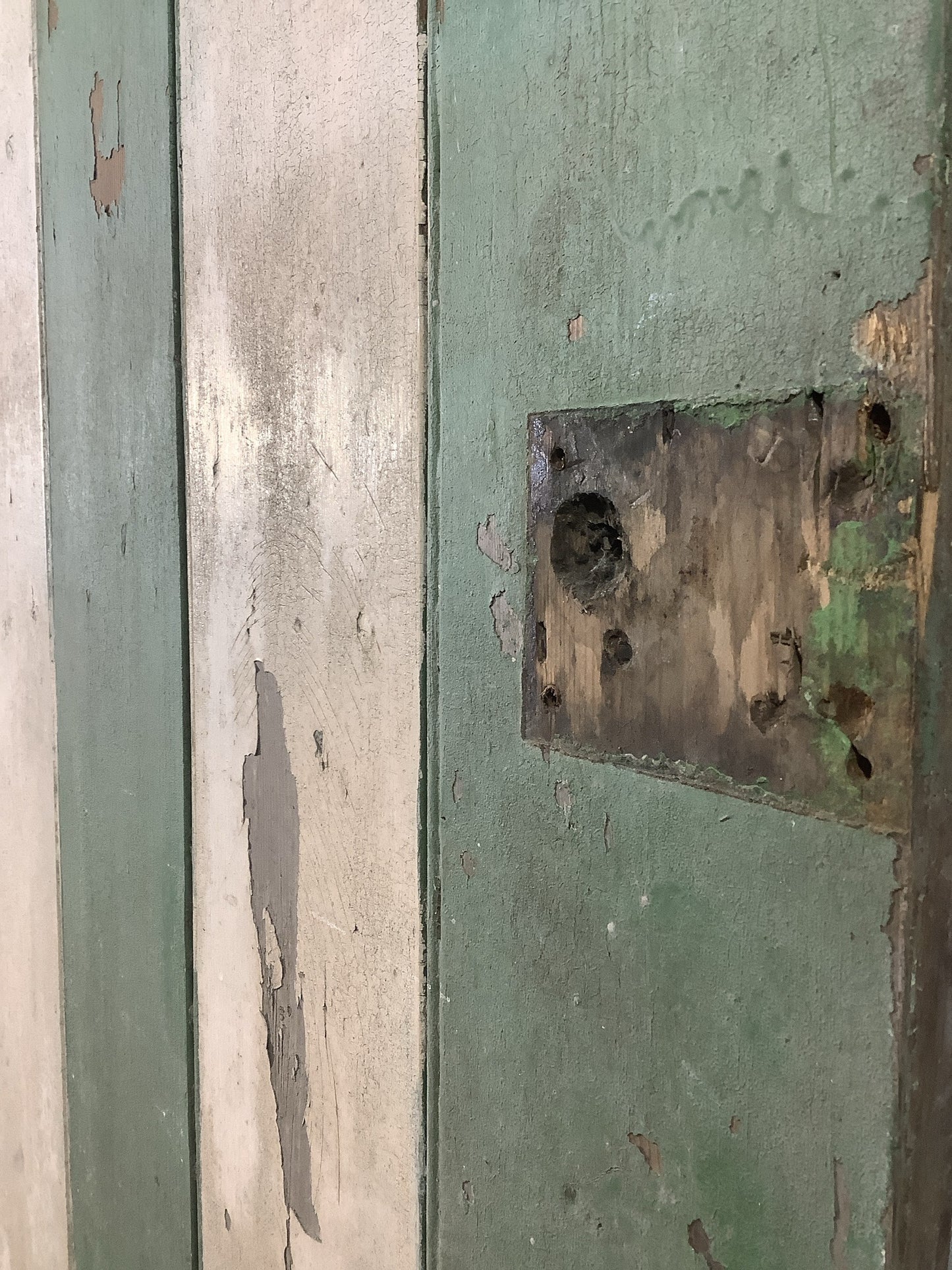 29 7/8"X 69 1/4" Old Internal Painted Pine 5 Plank Ledge Door Reclamation