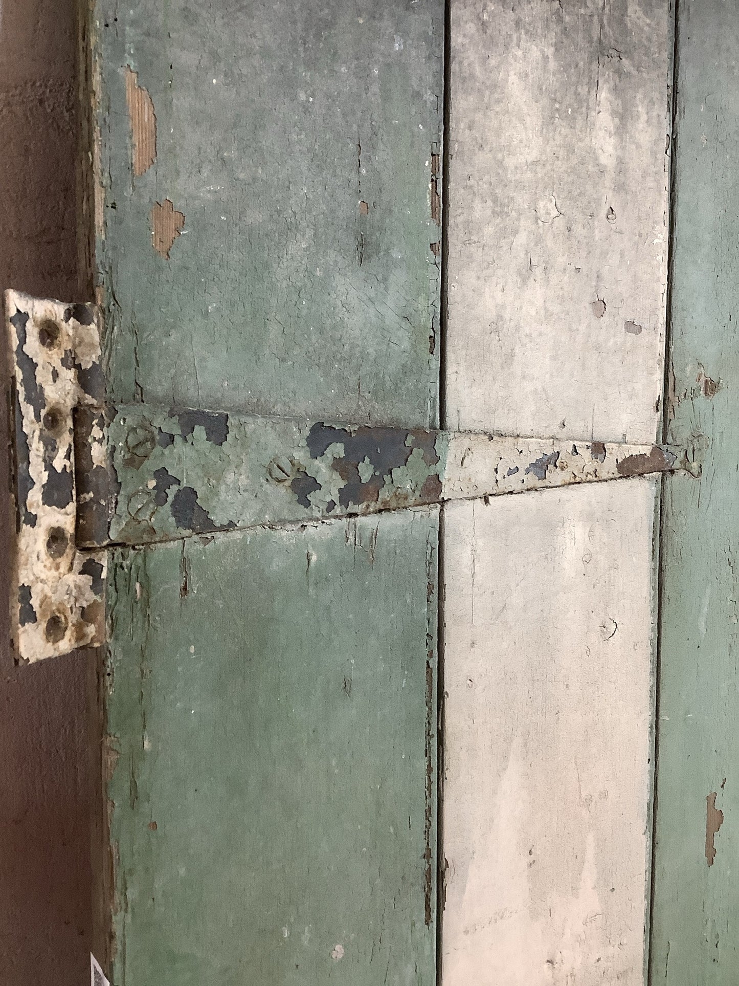 29 7/8"X 69 1/4" Old Internal Painted Pine 5 Plank Ledge Door Reclamation