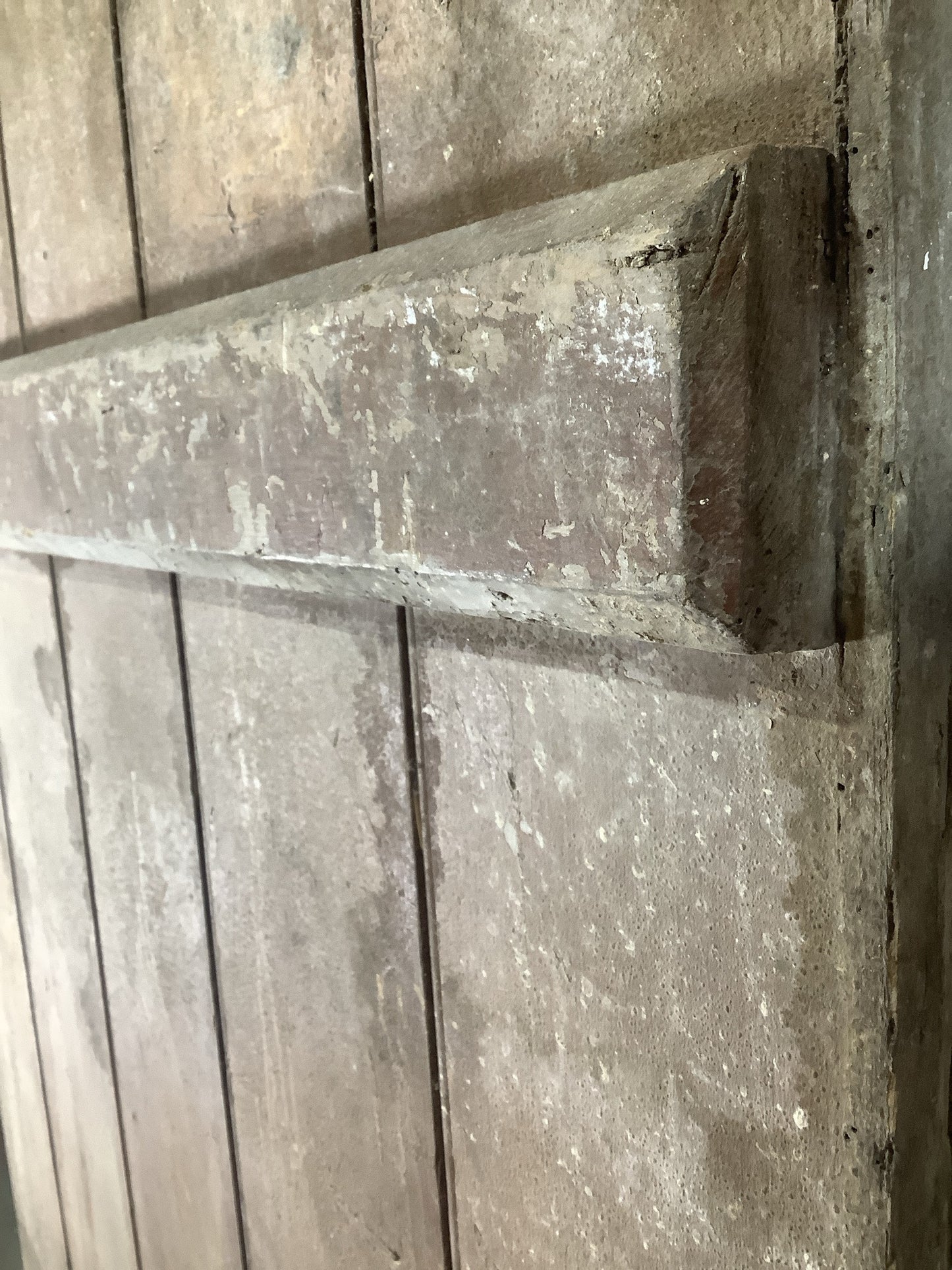 29 7/8"X 69 1/4" Old Internal Painted Pine 5 Plank Ledge Door Reclamation