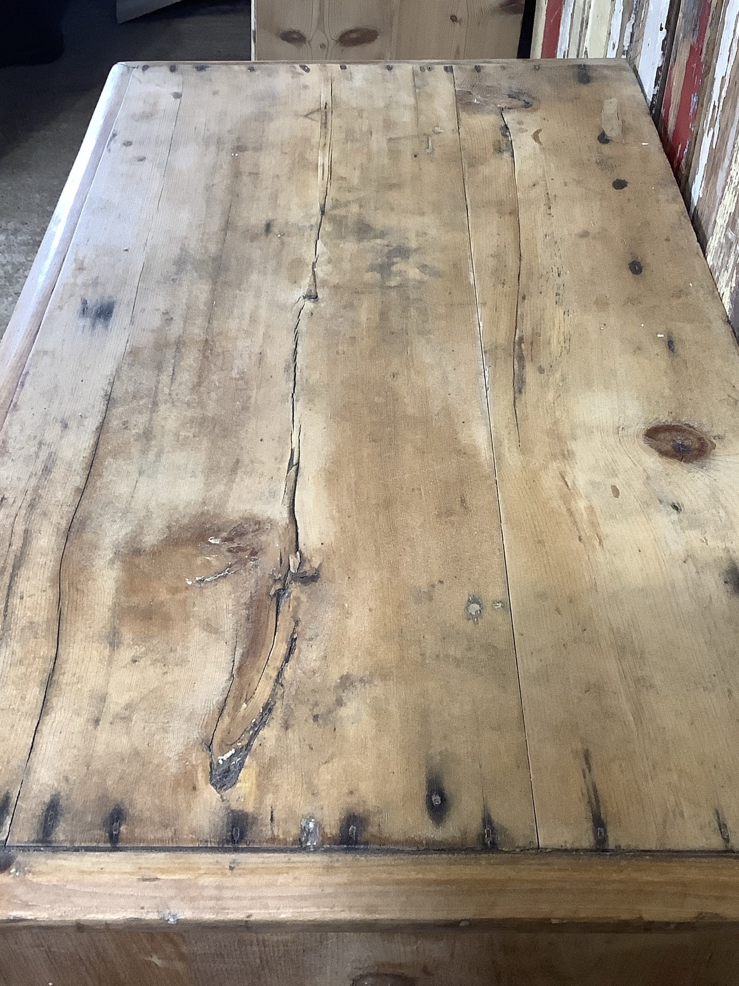 Good Victorian Stripped Pine & Porcelain 2 Over 2 Chest of Drawers