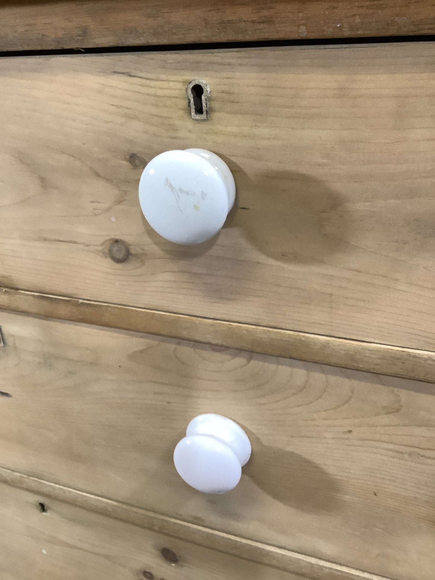 Good Victorian Stripped Pine & Porcelain 2 Over 2 Chest of Drawers