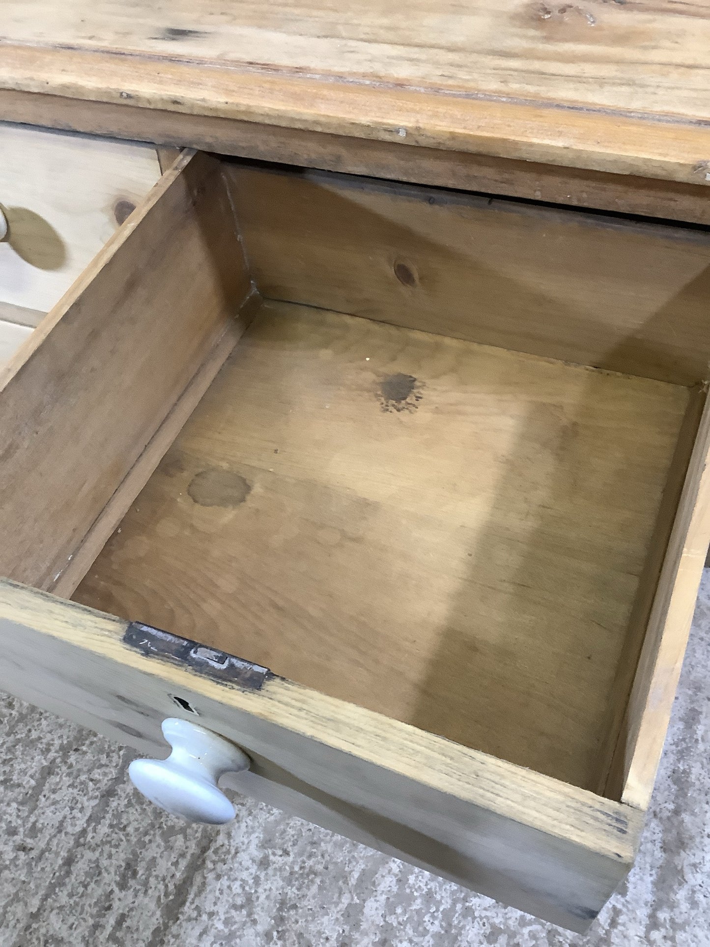 Good Victorian Stripped Pine & Porcelain 2 Over 2 Chest of Drawers