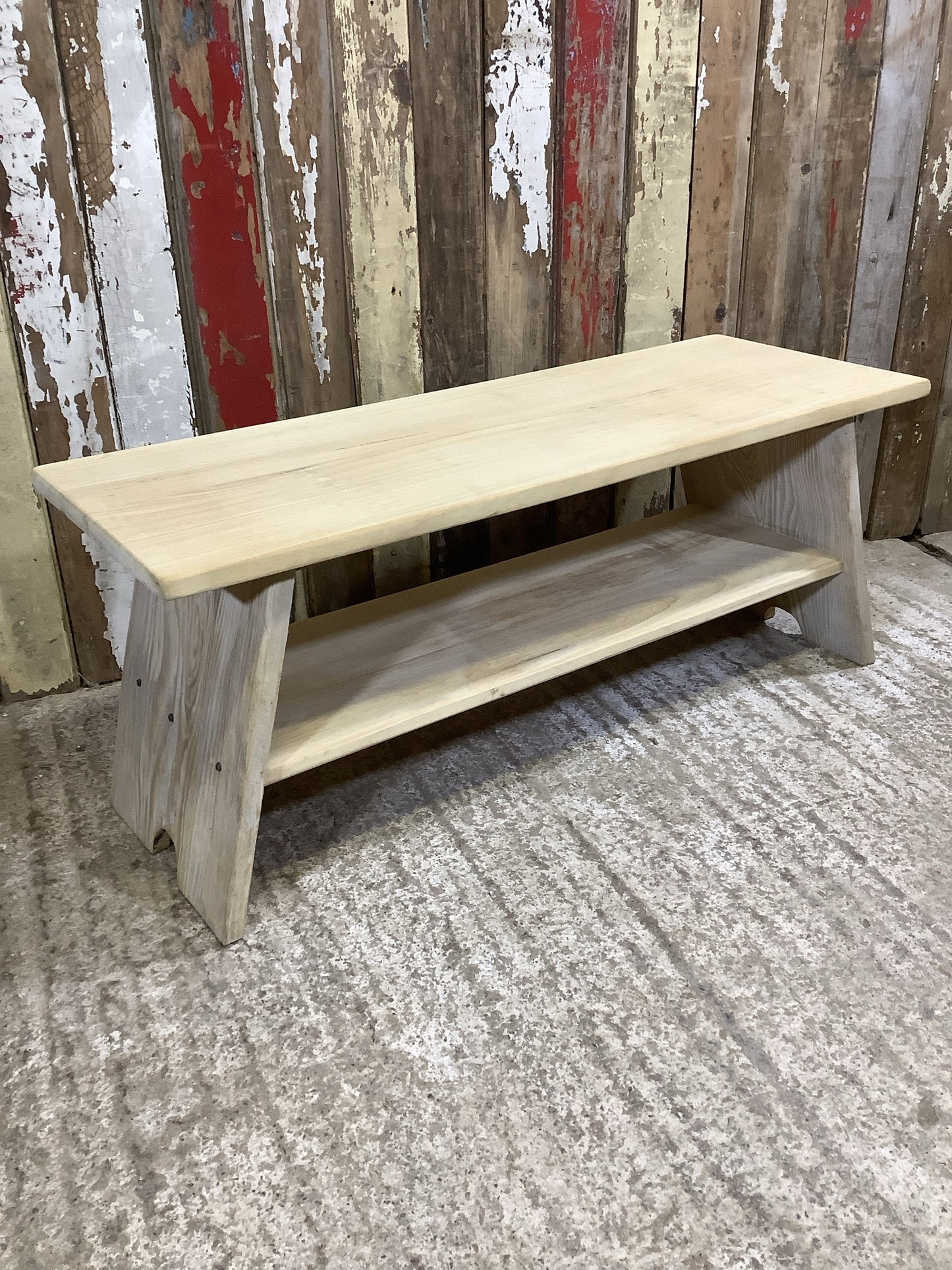 3'6" Long Reclaimed Old Stripped Elm & Pine Coffee Table Bench Wooden