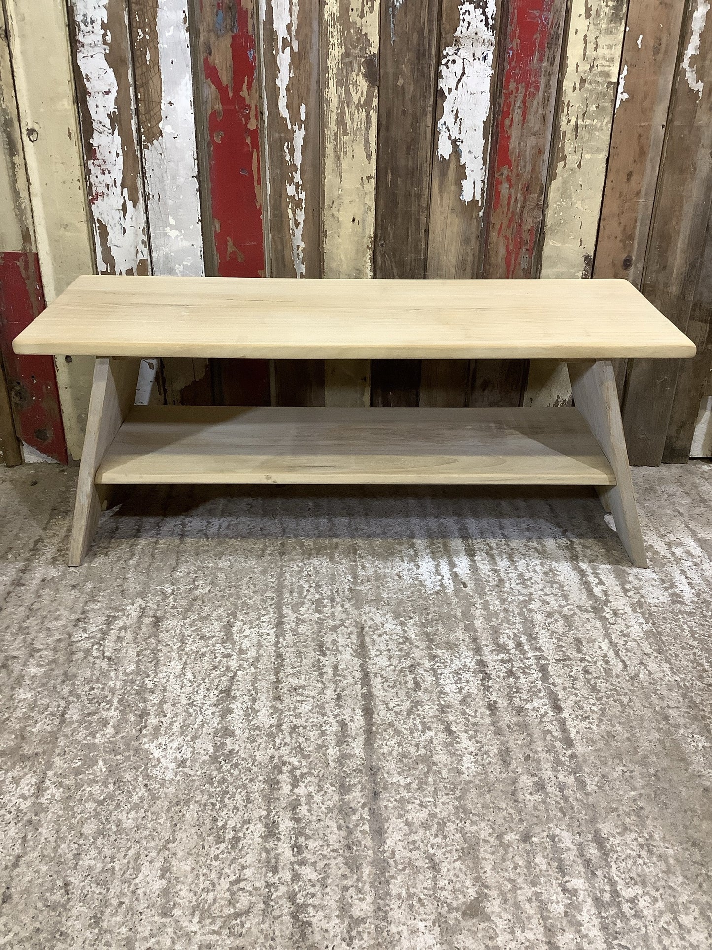 3'6" Long Reclaimed Old Stripped Elm & Pine Coffee Table Bench Wooden