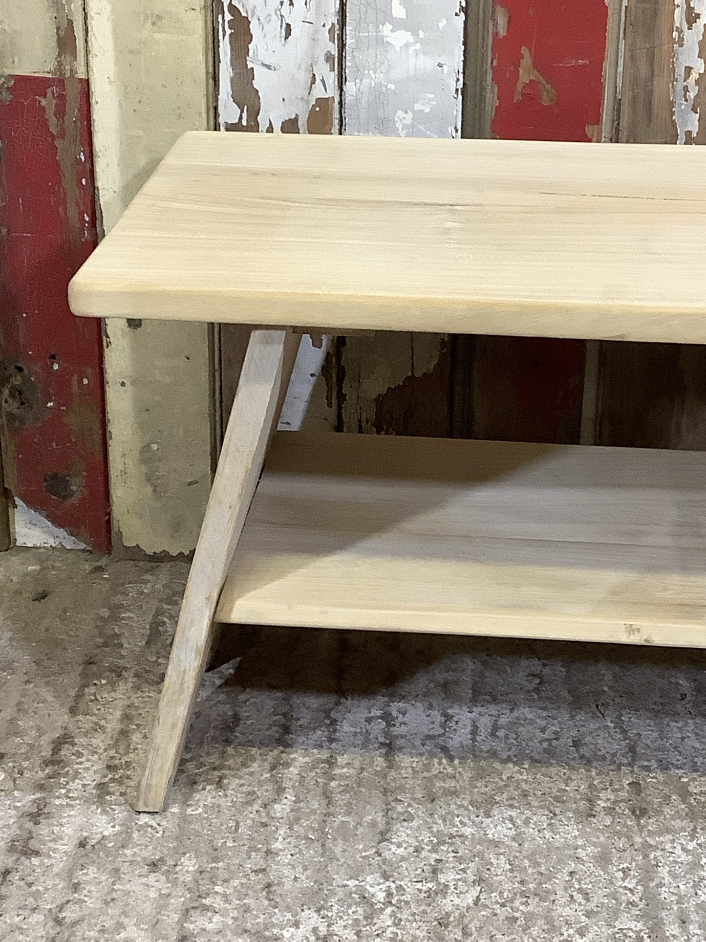 3'6" Long Reclaimed Old Stripped Elm & Pine Coffee Table Bench Wooden