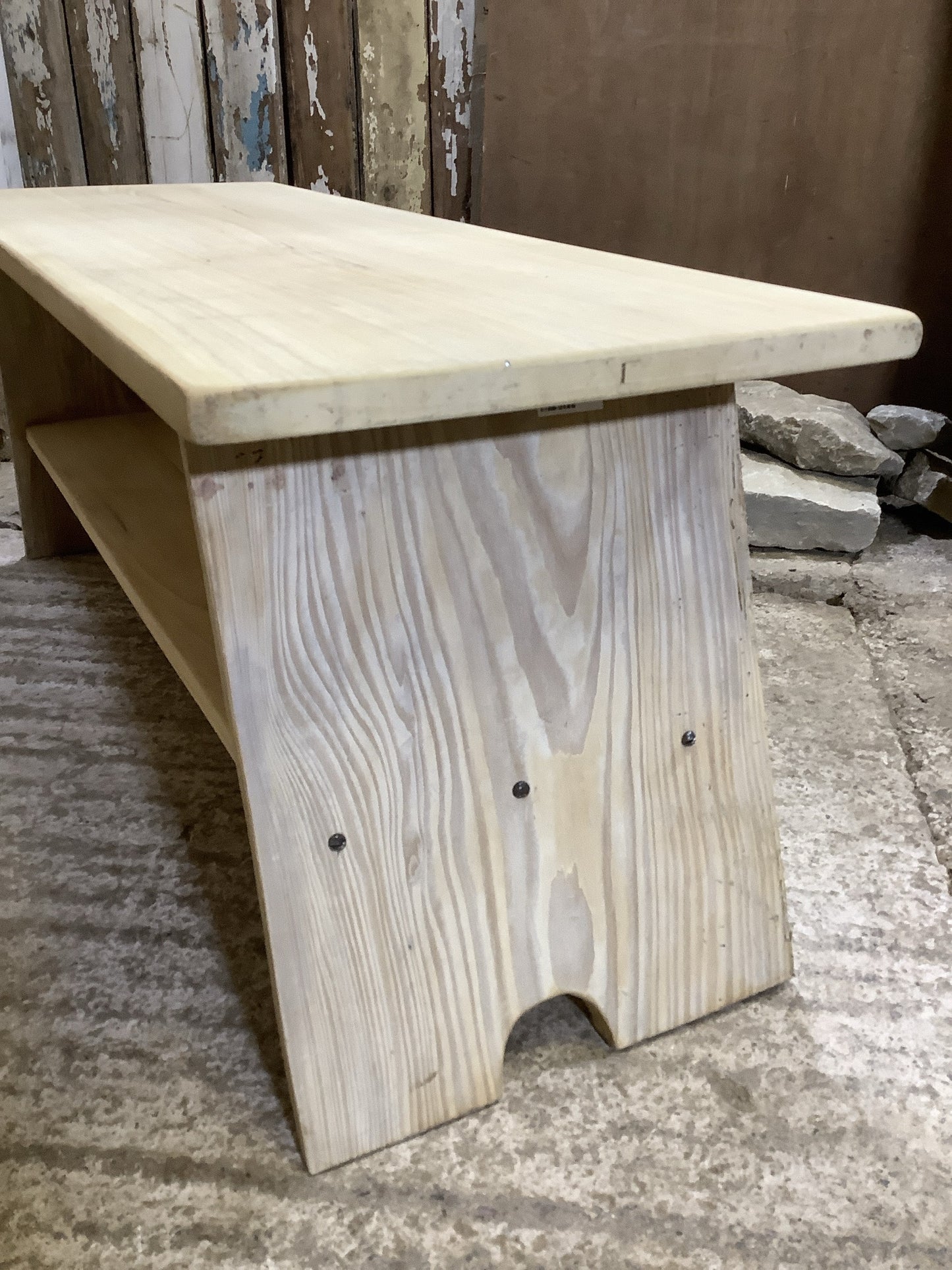 3'6" Long Reclaimed Old Stripped Elm & Pine Coffee Table Bench Wooden