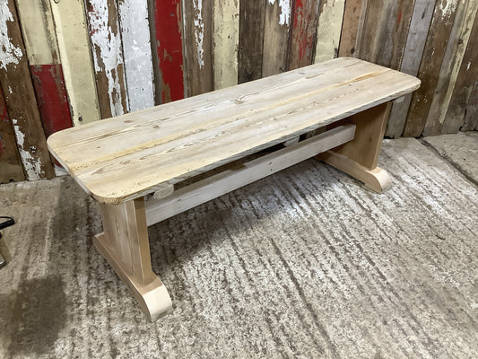 4'2" Long Rustic Old Stripped Pine Kitchen Bench Wooden