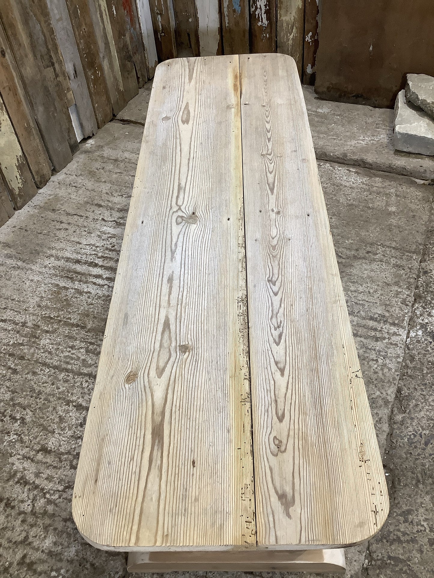 4'2" Long Rustic Old Stripped Pine Kitchen Bench Wooden