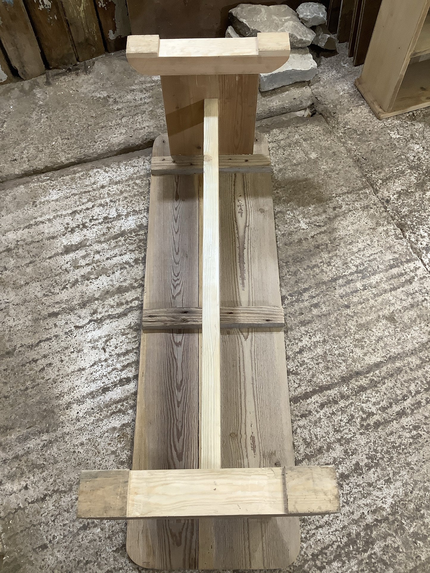 4'2" Long Rustic Old Stripped Pine Kitchen Bench Wooden