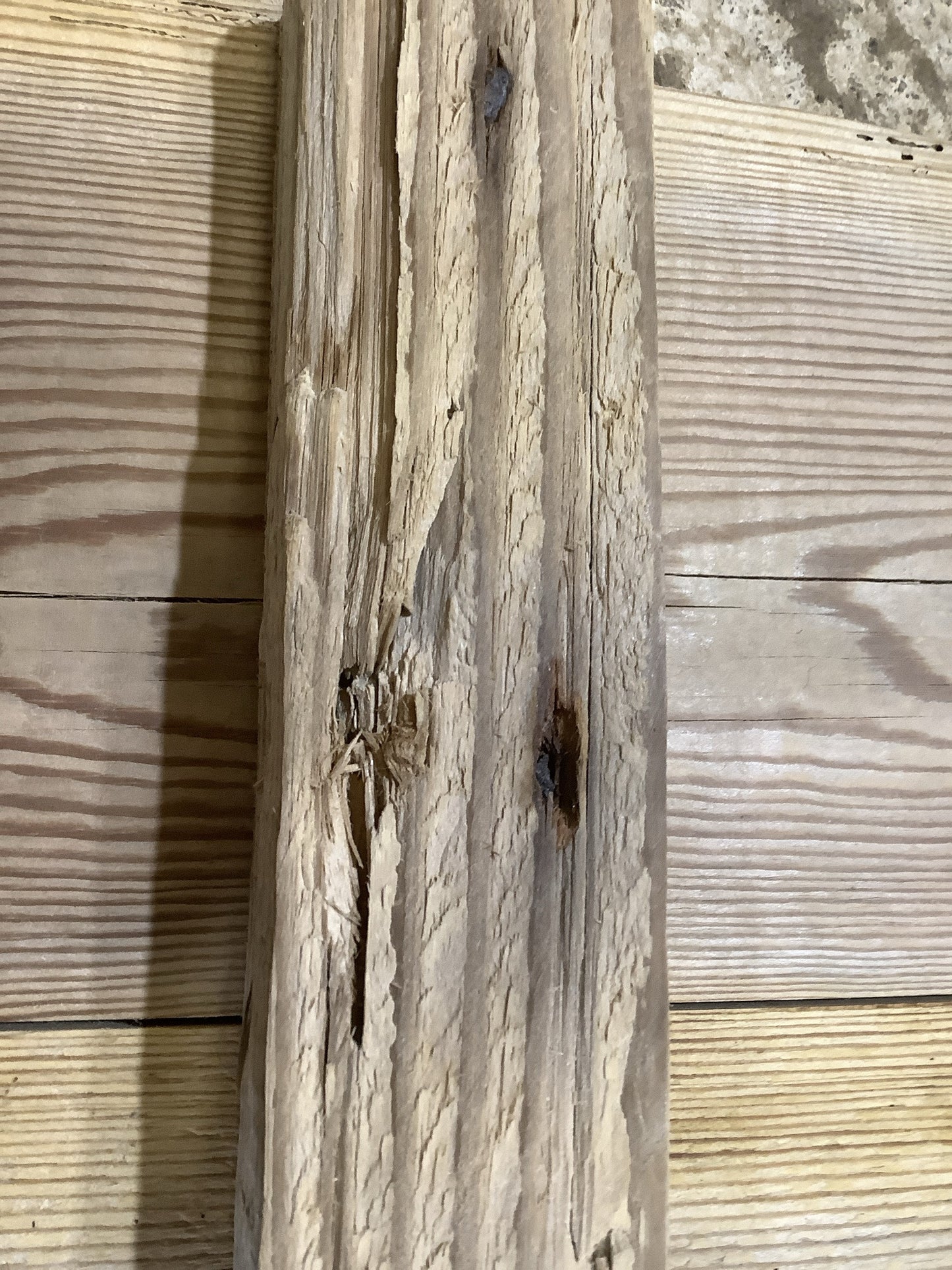 4'2" Long Rustic Old Stripped Pine Kitchen Bench Wooden