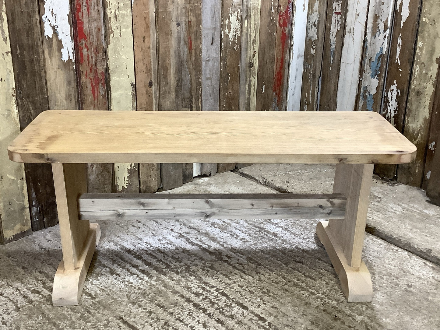 3'5" Long Rustic Old Stripped Pine & Pitch Pine Kitchen Wooden Bench