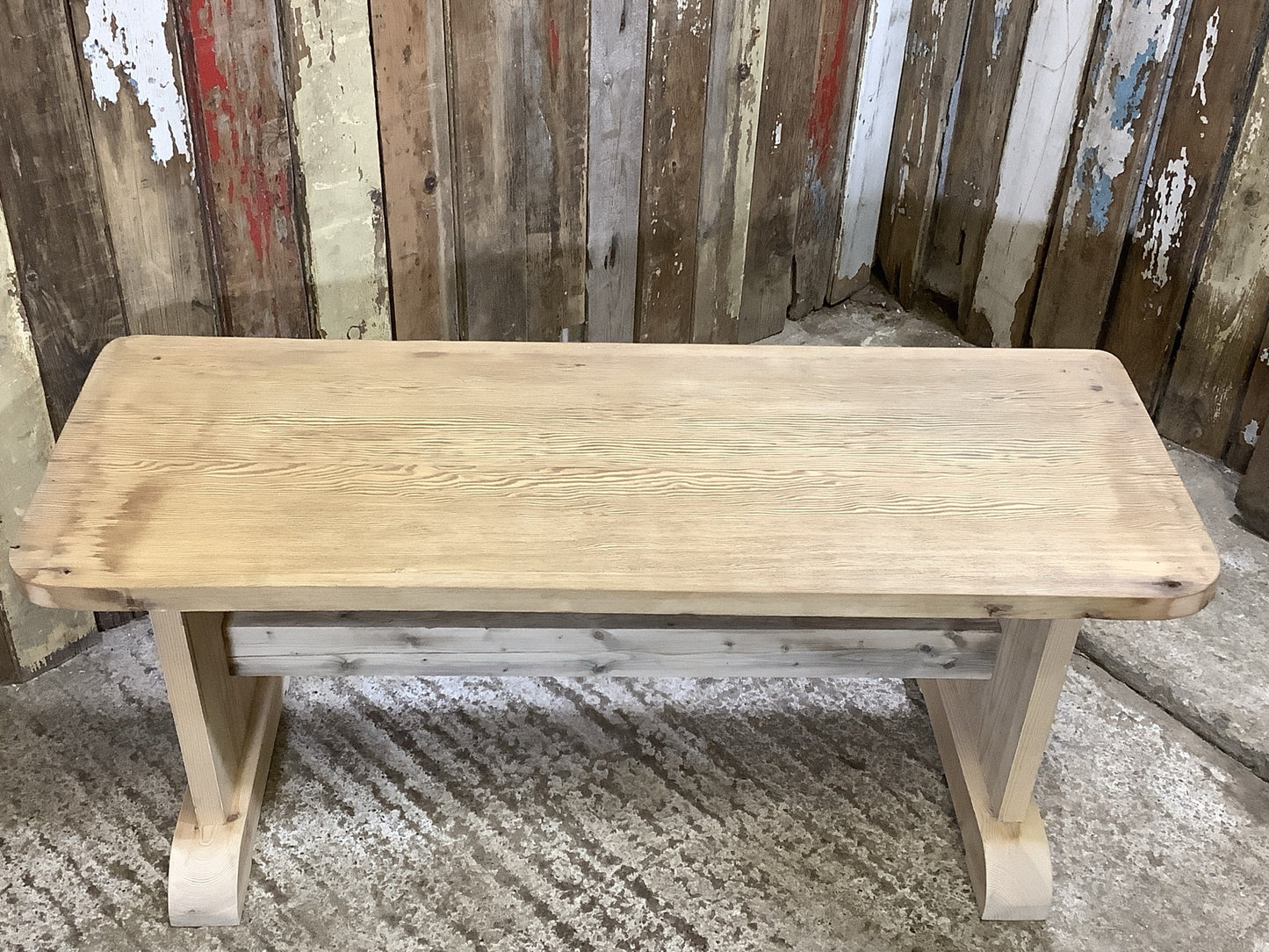 3'5" Long Rustic Old Stripped Pine & Pitch Pine Kitchen Wooden Bench