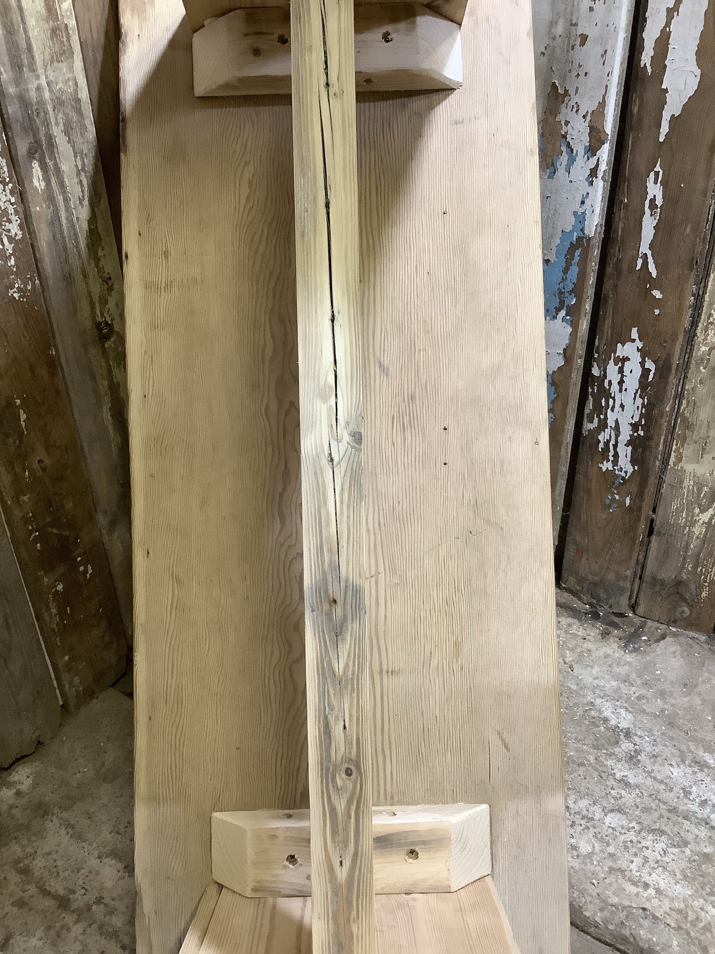 3'5" Long Rustic Old Stripped Pine & Pitch Pine Kitchen Wooden Bench