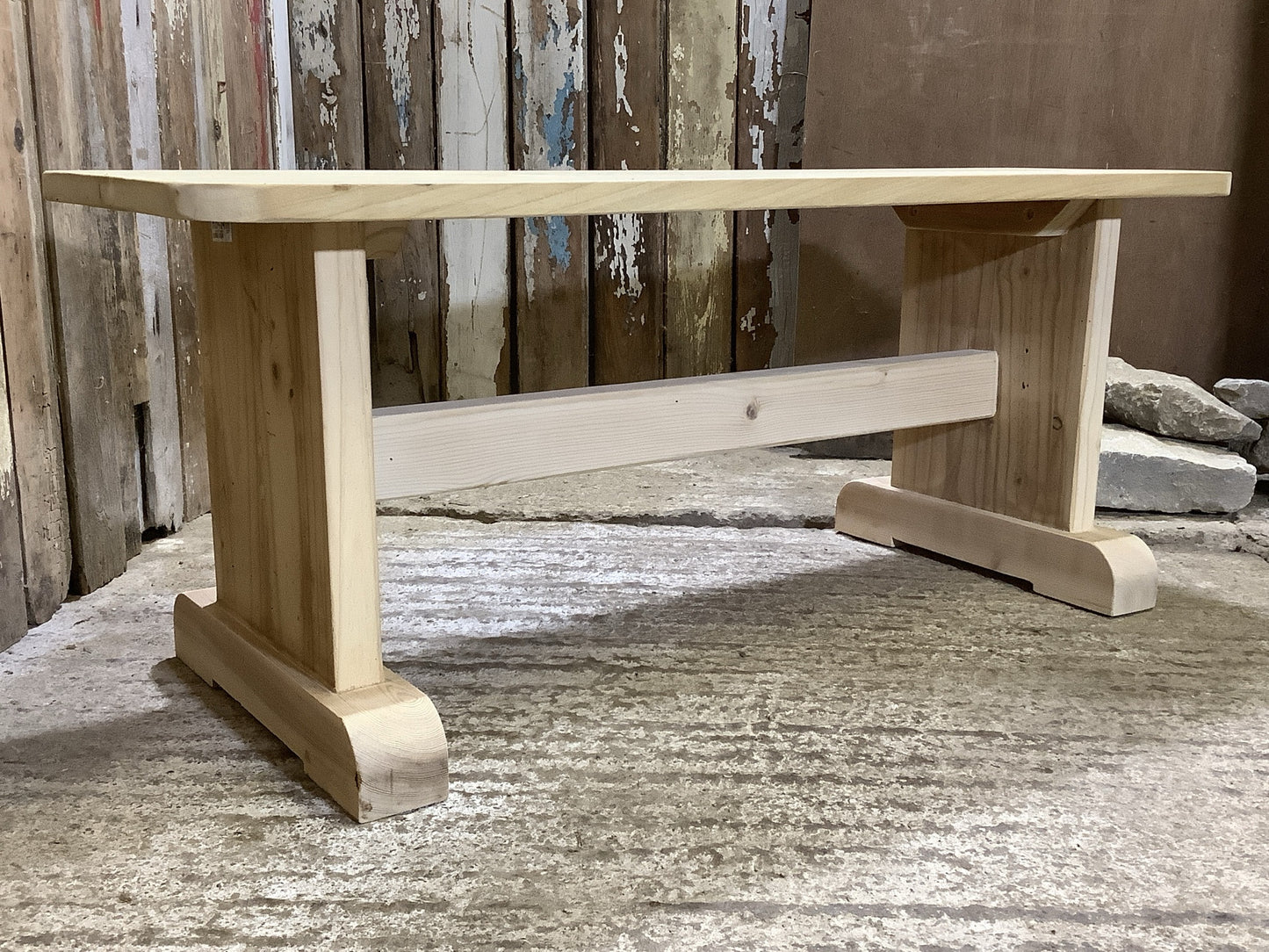 Used Old Bare Wood Pine & Elm Kitchen Bench Wooden 3'5" Long