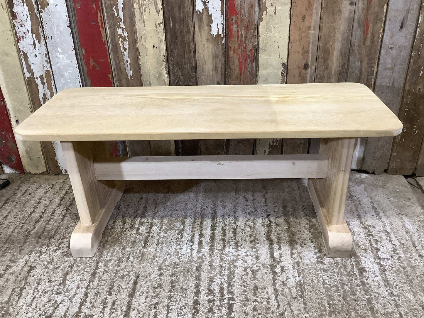 Used Old Bare Wood Pine & Elm Kitchen Bench Wooden 3'5" Long