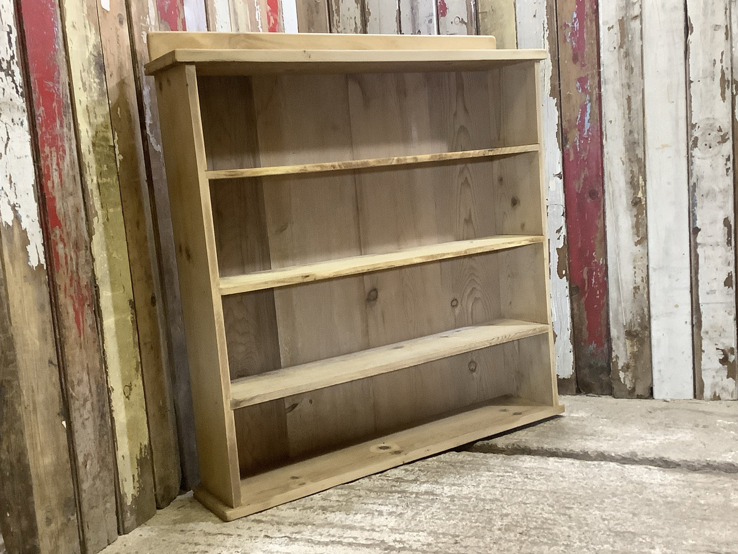 3'4"H 3'3" Reclaimed Wooden Stripped Pine 3 Shelf Bookcase