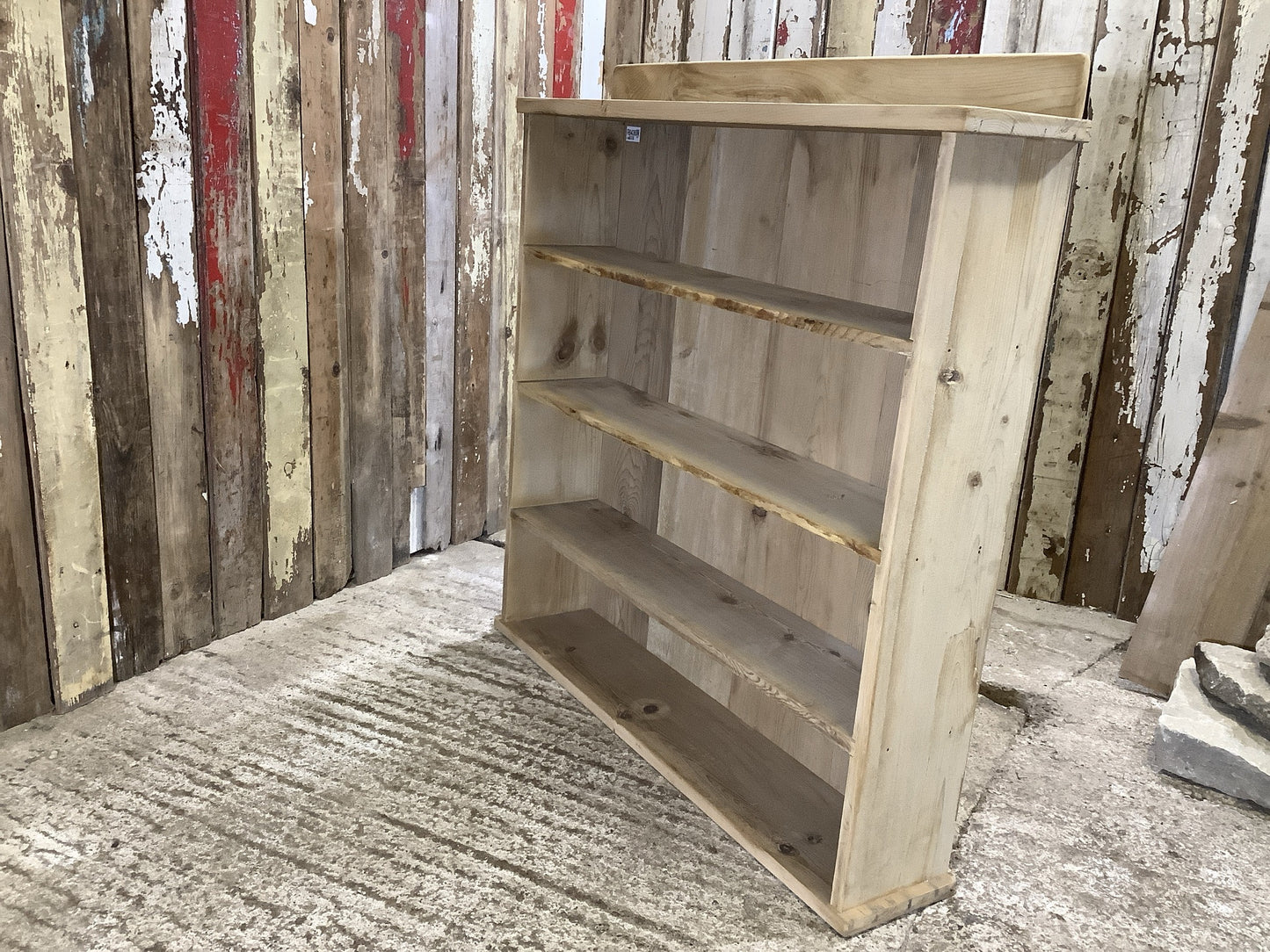 3'4"H 3'3" Reclaimed Wooden Stripped Pine 3 Shelf Bookcase