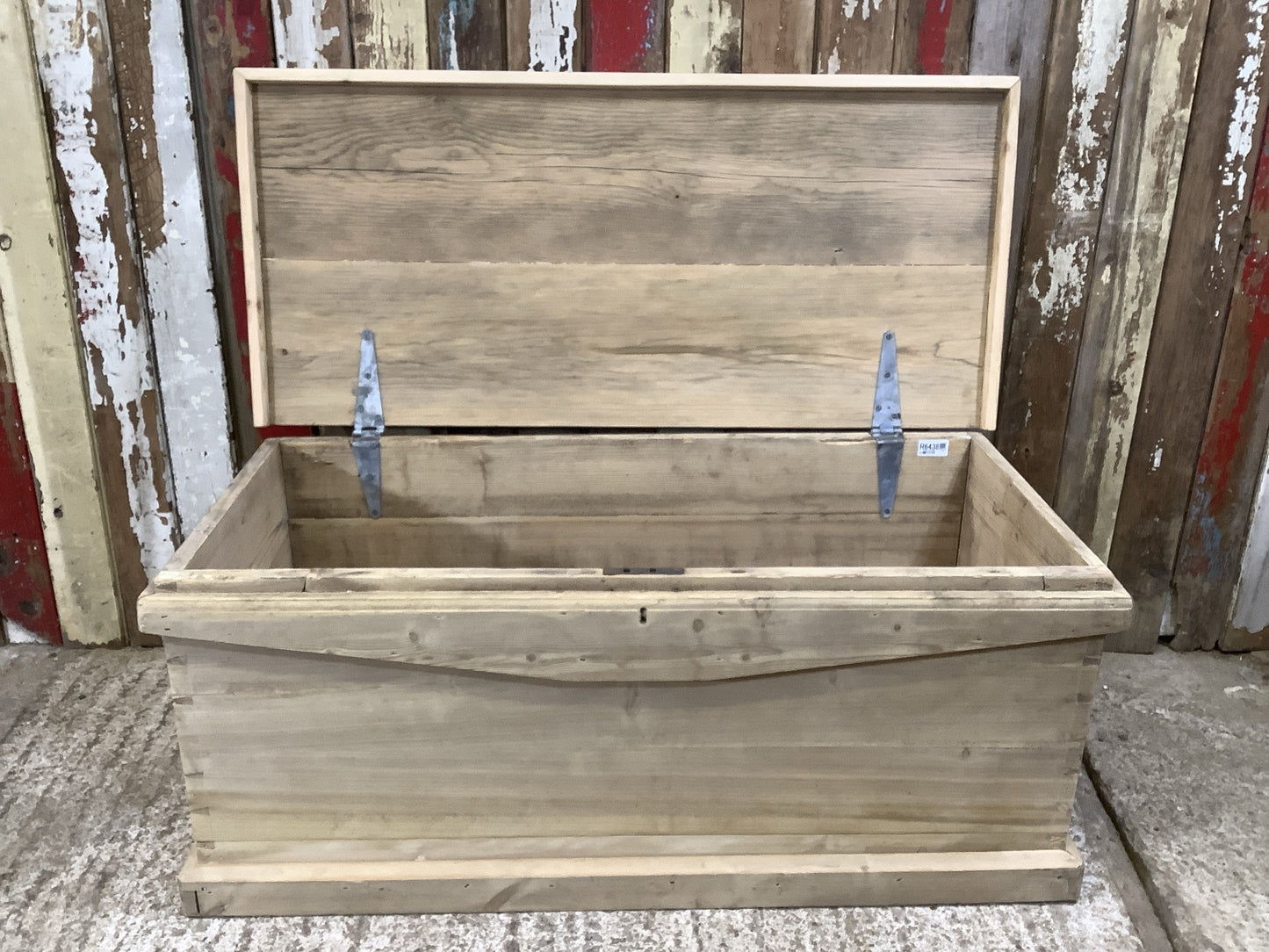 Victorian Stripped Pine Wooden Large Blanket Box Chest With Wrought Iron Handles