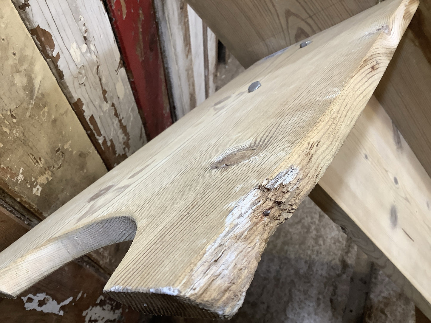 3'1" Small Reclaimed Rustic Old Stripped Pine Kitchen Wooden Bench Seat