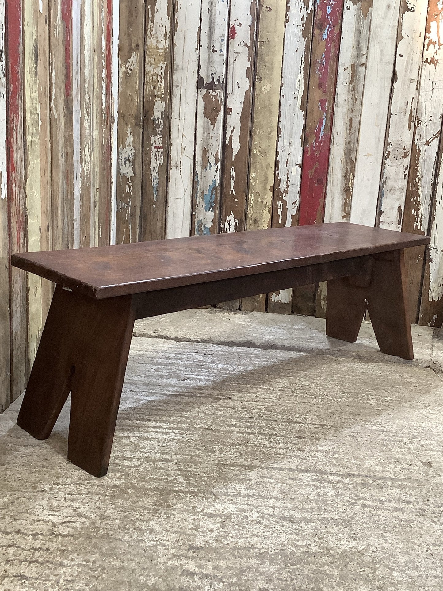 Reclaimed Old Dark Stained Beech Country 3 Seater Kitchen Bench Seat 4'7" Long