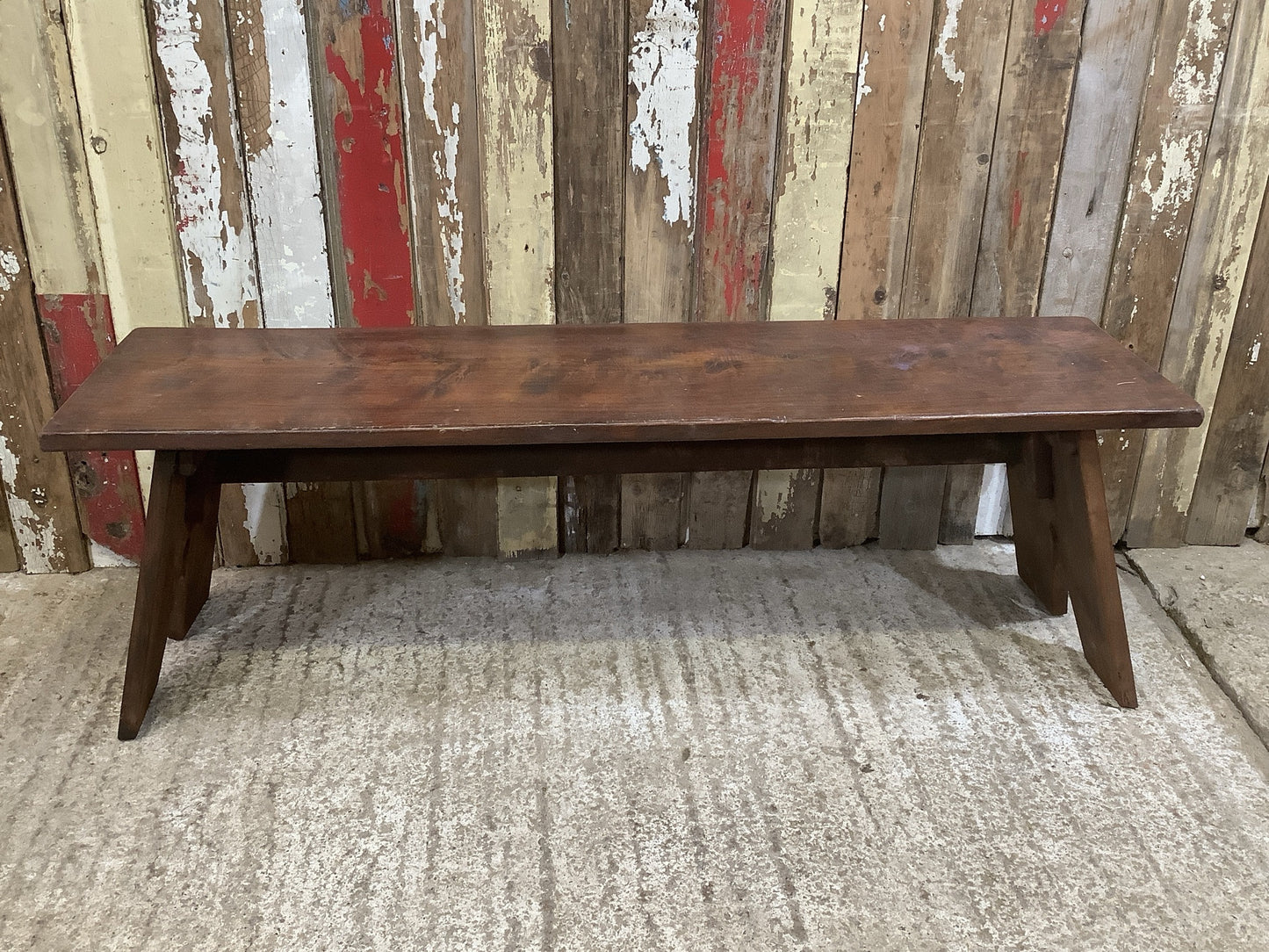 Reclaimed Old Dark Stained Beech Country 3 Seater Kitchen Bench Seat 4'7" Long