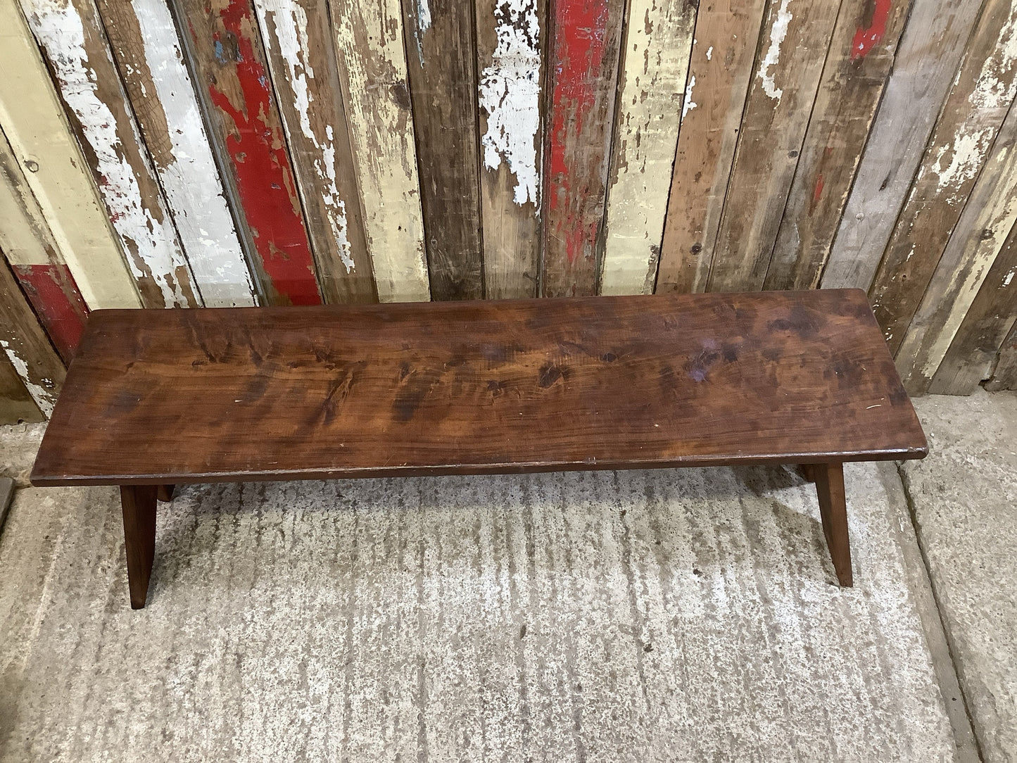 Reclaimed Old Dark Stained Beech Country 3 Seater Kitchen Bench Seat 4'7" Long