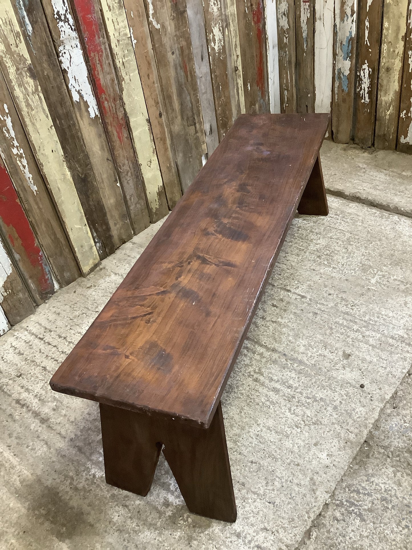 Reclaimed Old Dark Stained Beech Country 3 Seater Kitchen Bench Seat 4'7" Long