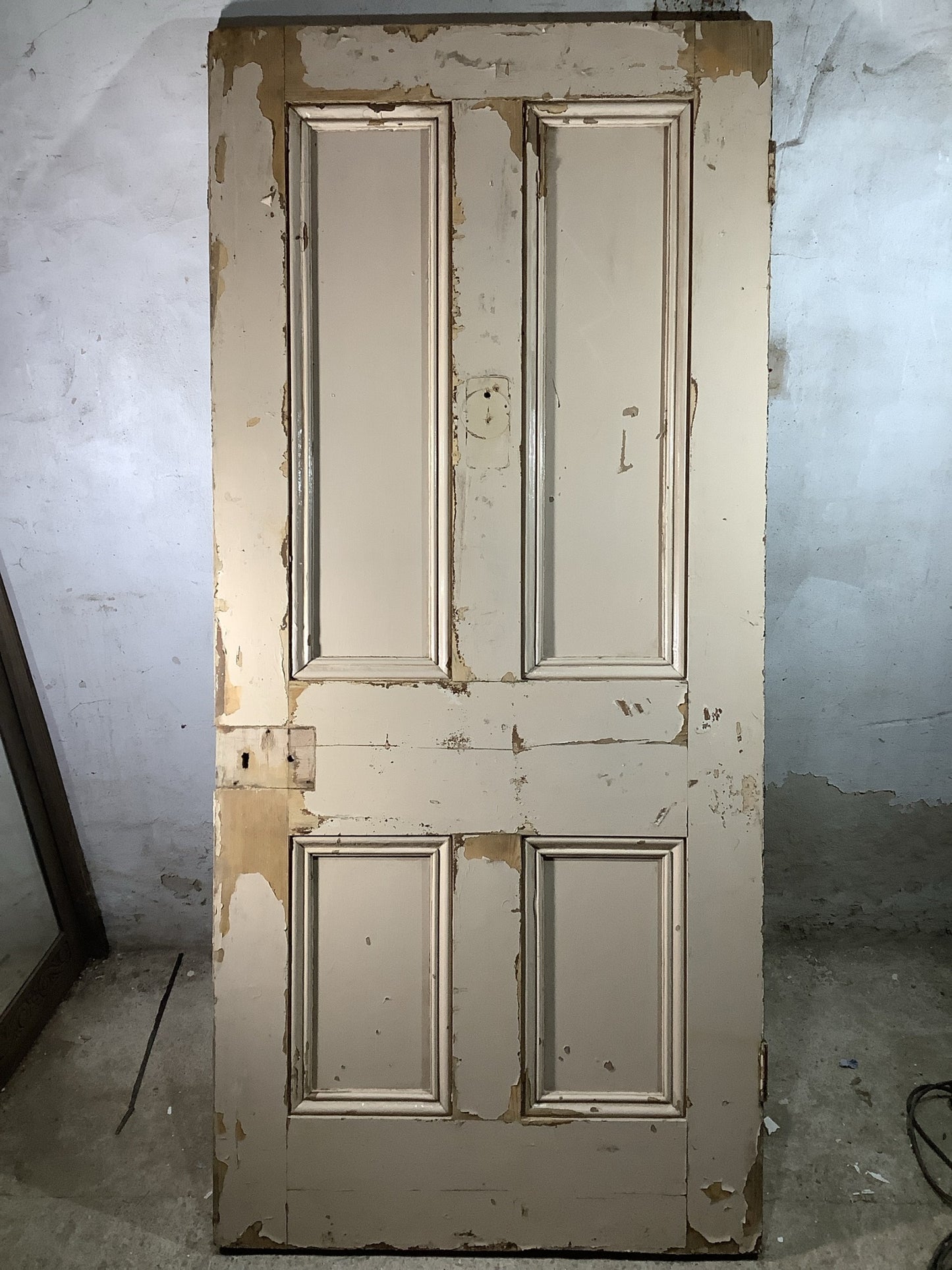 38 1/4"X 84" Victorian Front Door Painted Solid Four Panel Pine 2over2 Old