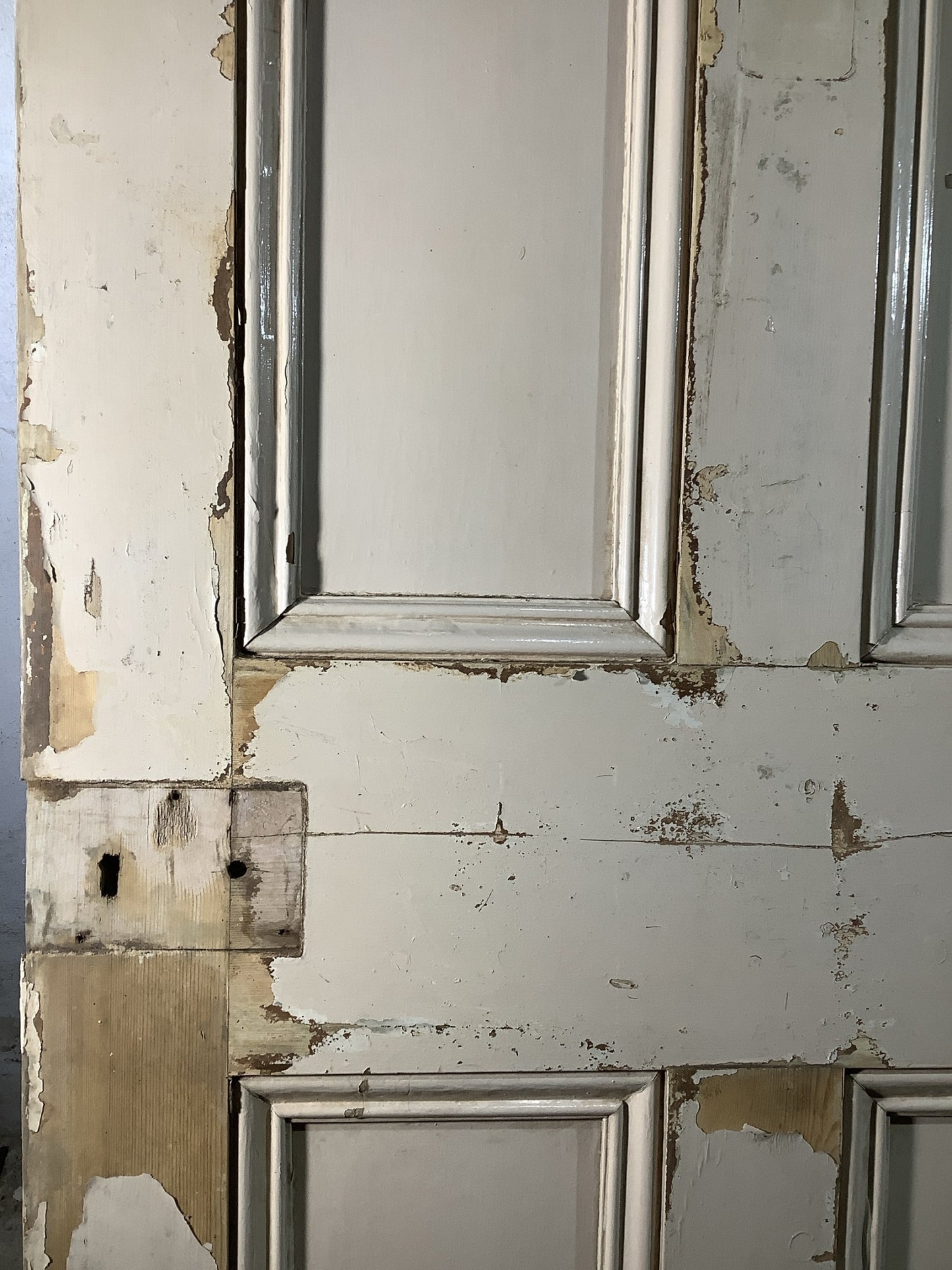38 1/4"X 84" Victorian Front Door Painted Solid Four Panel Pine 2over2 Old