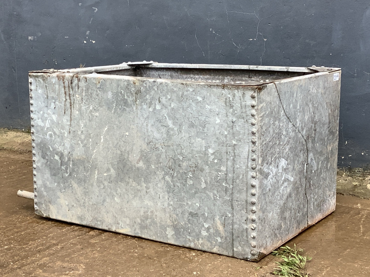 3ft Riveted Water Tank Weathered Old Galvanized Metal Planter