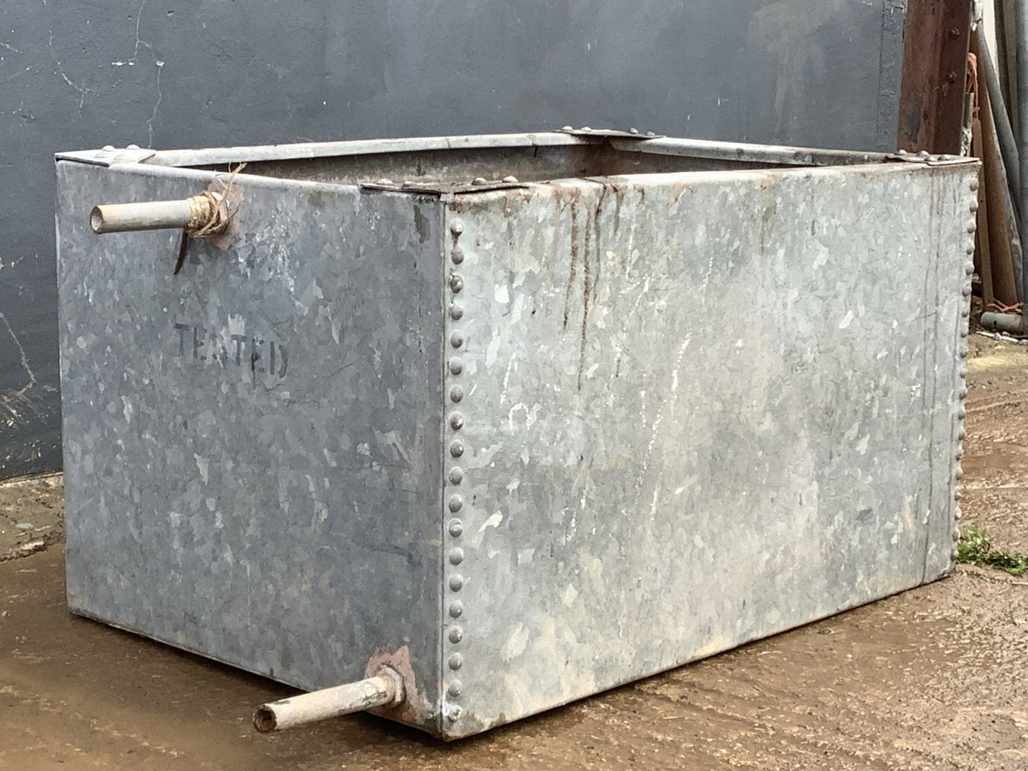 3ft Riveted Water Tank Weathered Old Galvanized Metal Planter
