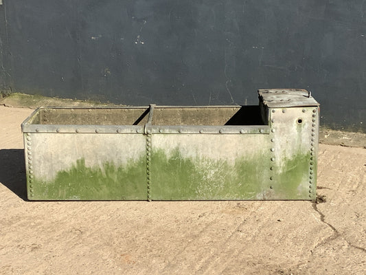 5’ Beautiful Vintage Old Riveted Galvanised Metal Trough Planter