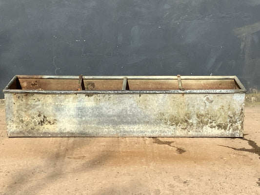 1'3"H 1'7" Lovely Old Long Weathered Galvanized Metal Planter Water Trough