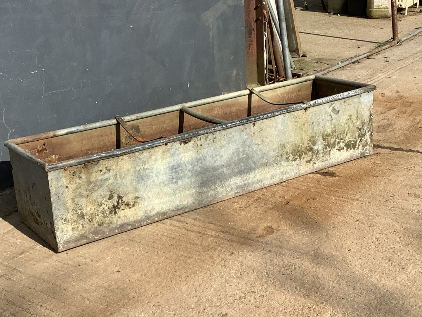 1'3"H 1'7" Lovely Old Long Weathered Galvanized Metal Planter Water Trough