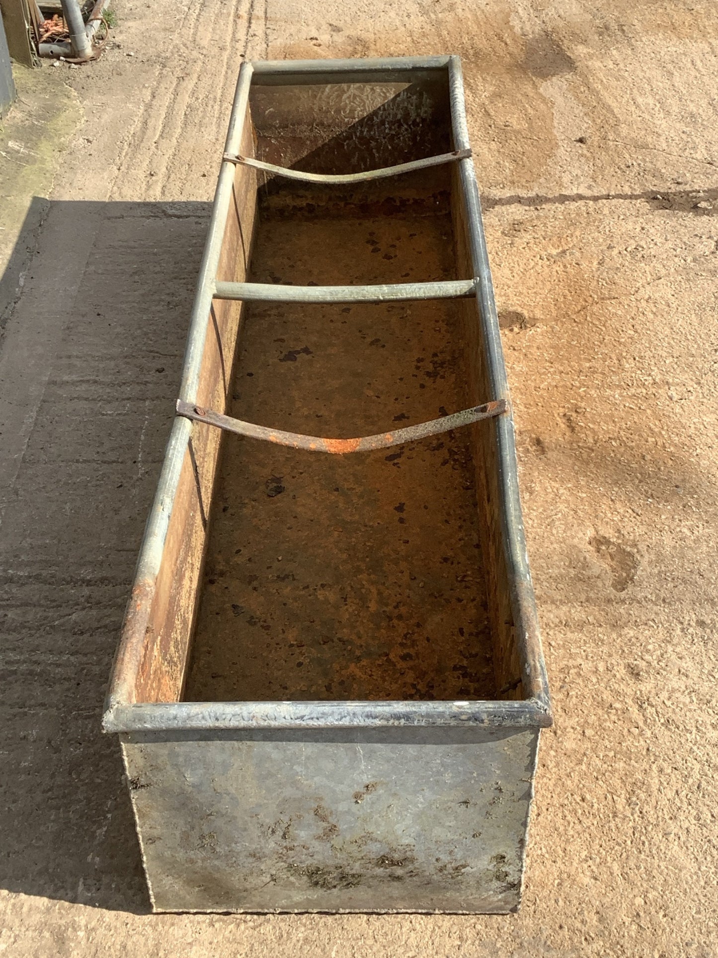 1'3"H 1'7" Lovely Old Long Weathered Galvanized Metal Planter Water Trough