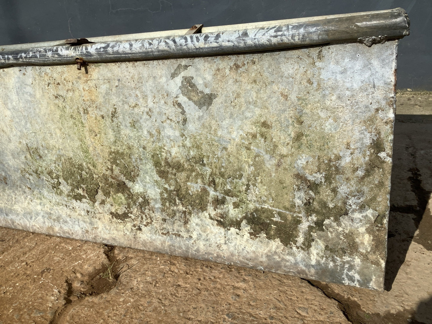 1'3"H 1'7" Lovely Old Long Weathered Galvanized Metal Planter Water Trough