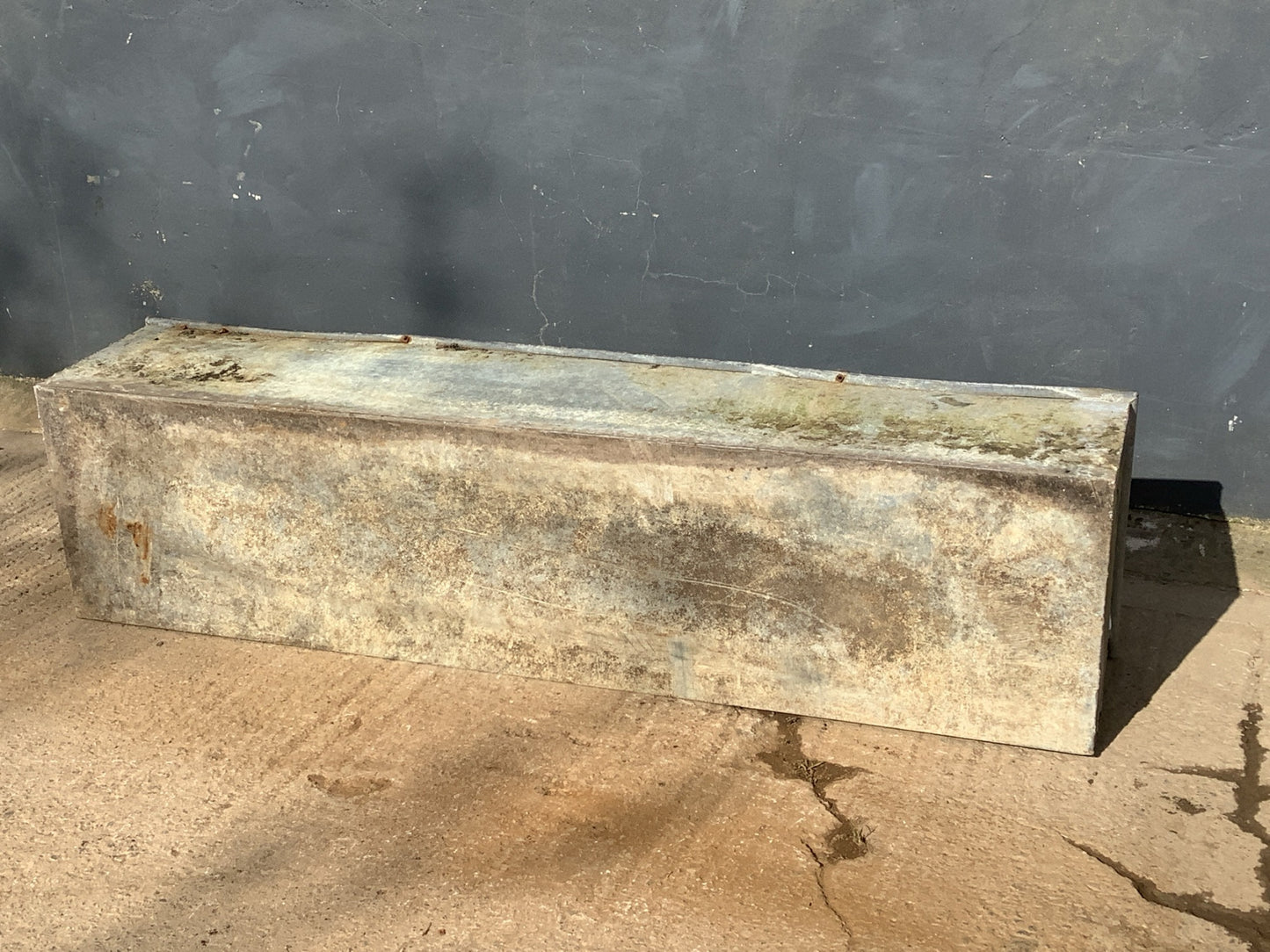 1'3"H 1'7" Lovely Old Long Weathered Galvanized Metal Planter Water Trough