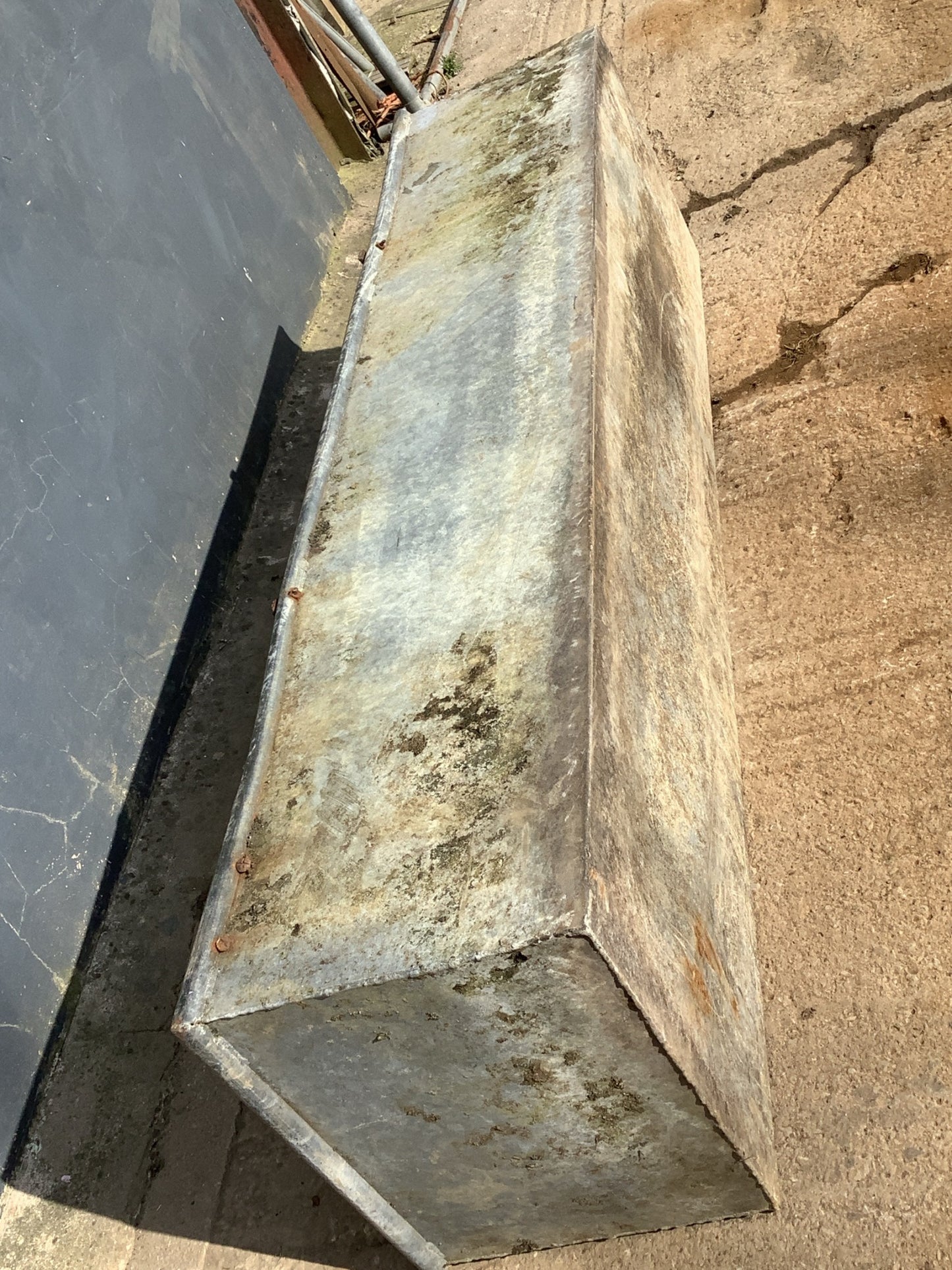 1'3"H 1'7" Lovely Old Long Weathered Galvanized Metal Planter Water Trough