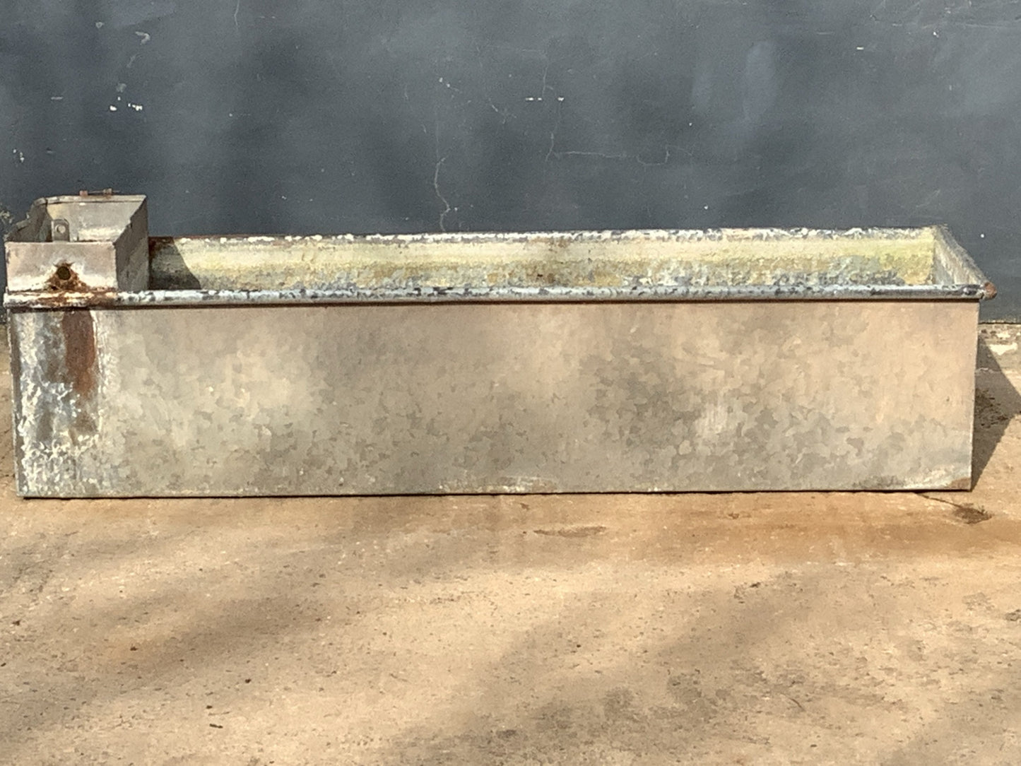 1'7"H 1'8" W Old Long Weathered Galvanised Metal Planter Trough