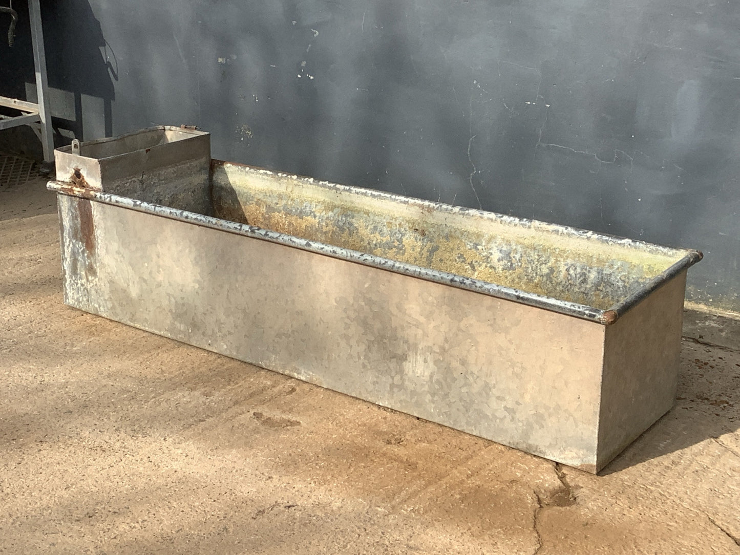 1'7"H 1'8" W Old Long Weathered Galvanised Metal Planter Trough