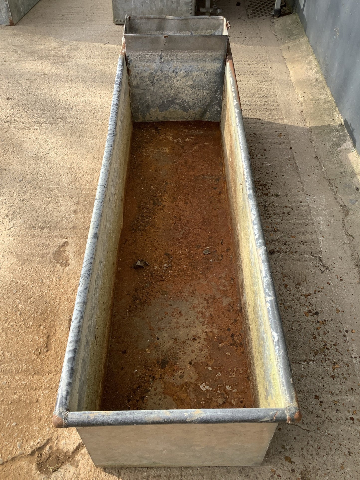1'7"H 1'8" W Old Long Weathered Galvanised Metal Planter Trough